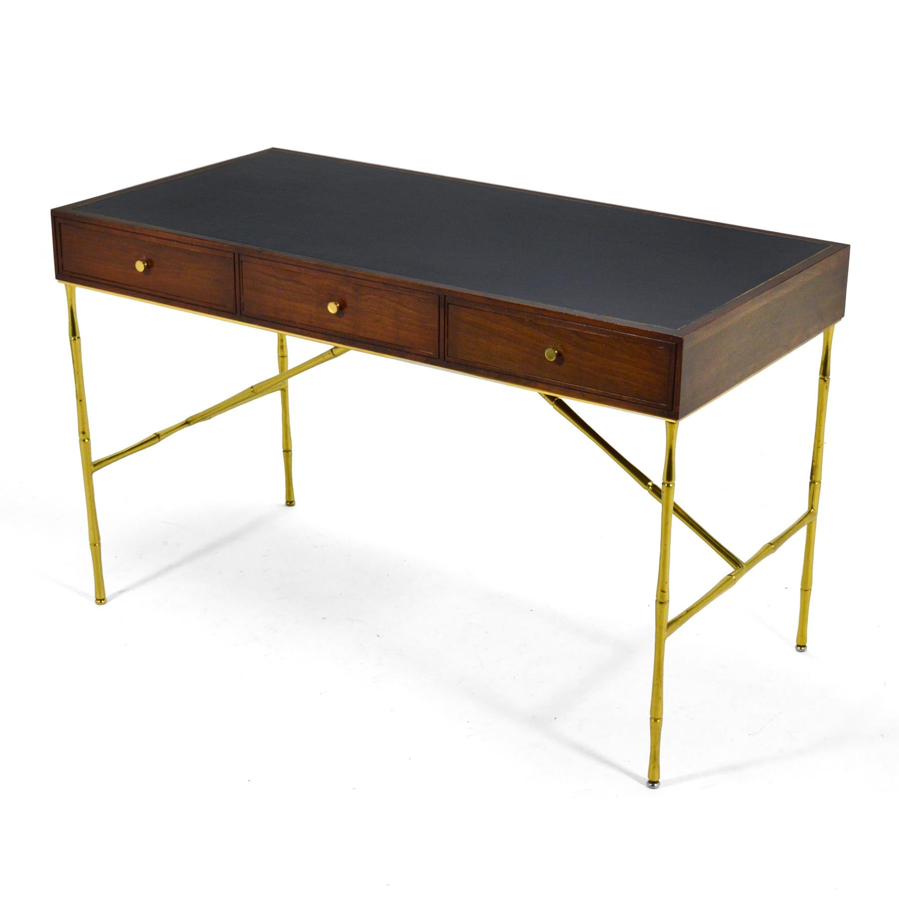 American Kipp Stewart Desk with Brass Bamboo Form Legs by Directional