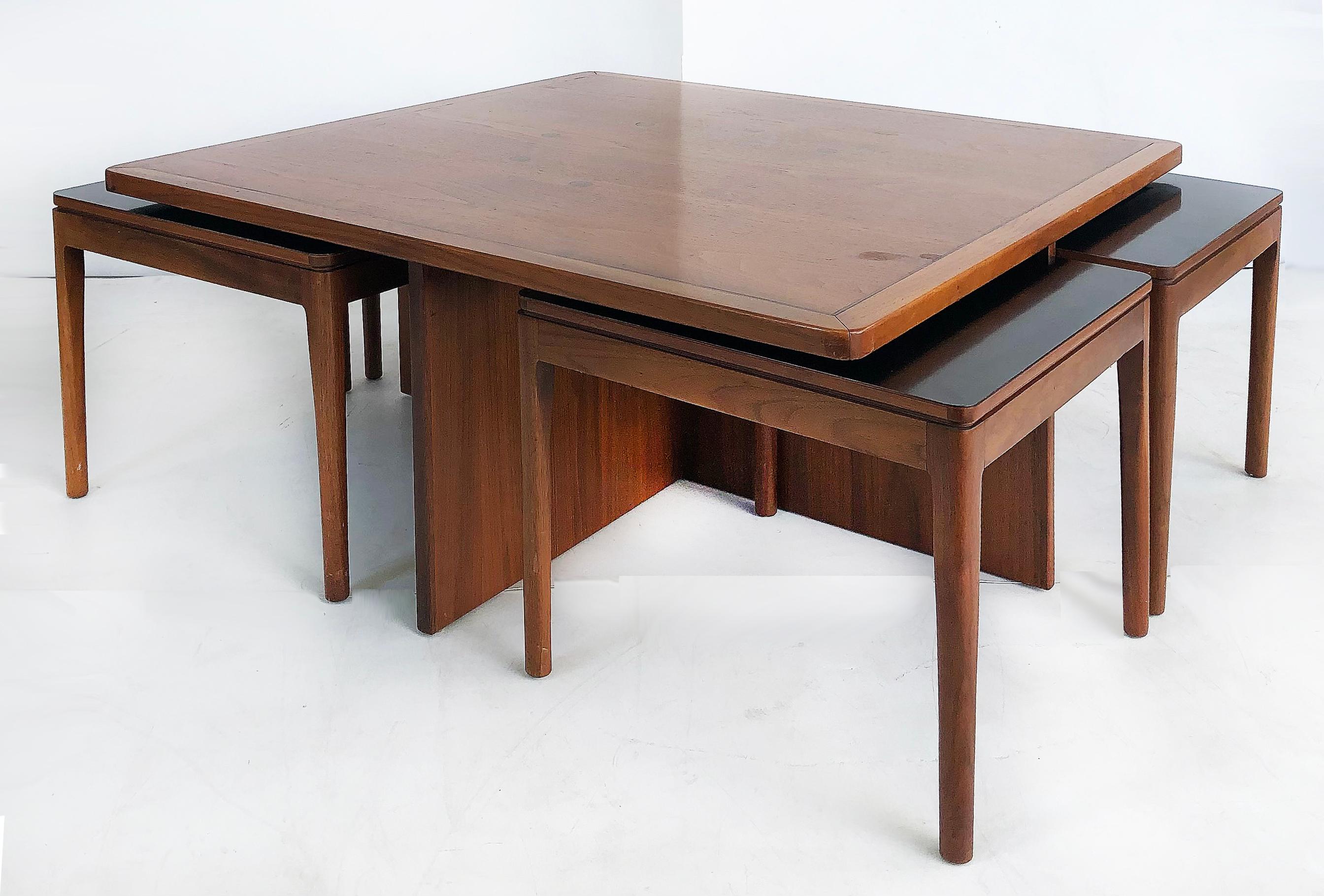 Mid-Century Modern Kipp Stewart Drexel Coffee Table with 4 Nesting Tables, 