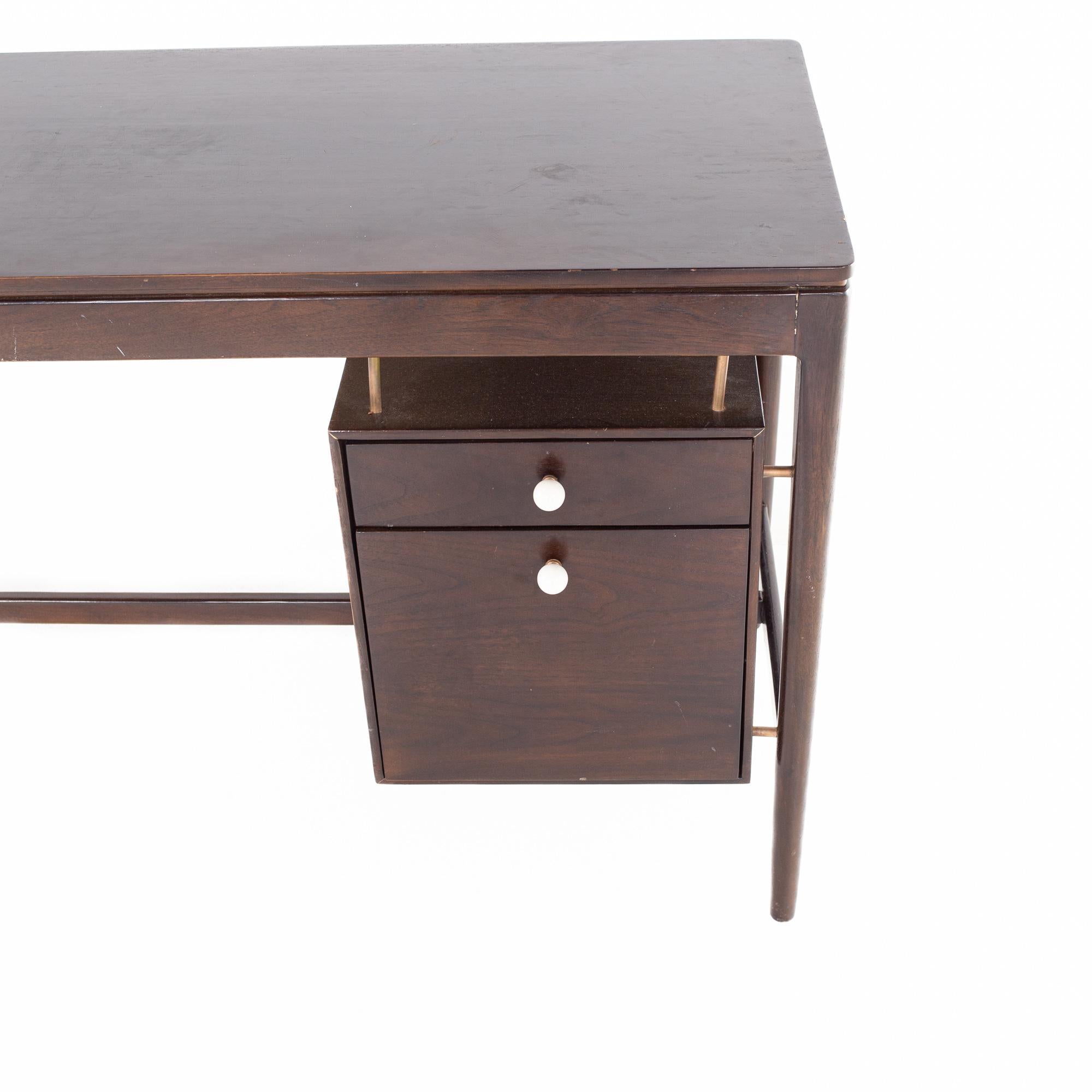 Kipp Stewart Drexel Declaration Mid Century Walnut Writing Desk In Good Condition In Countryside, IL