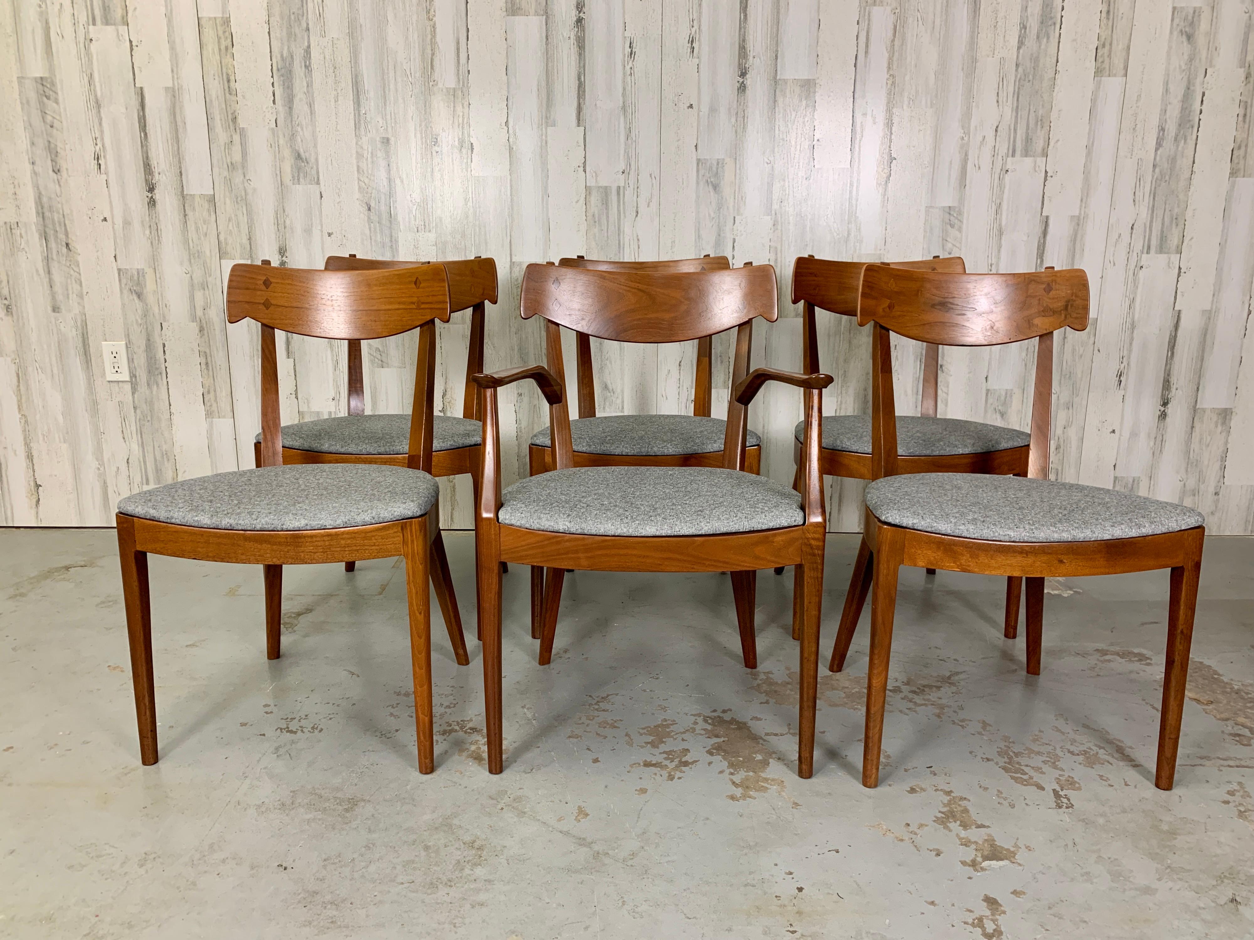 Kipp Stewart Drexel Declaration Sculpted Walnut Dining Chairs 8
