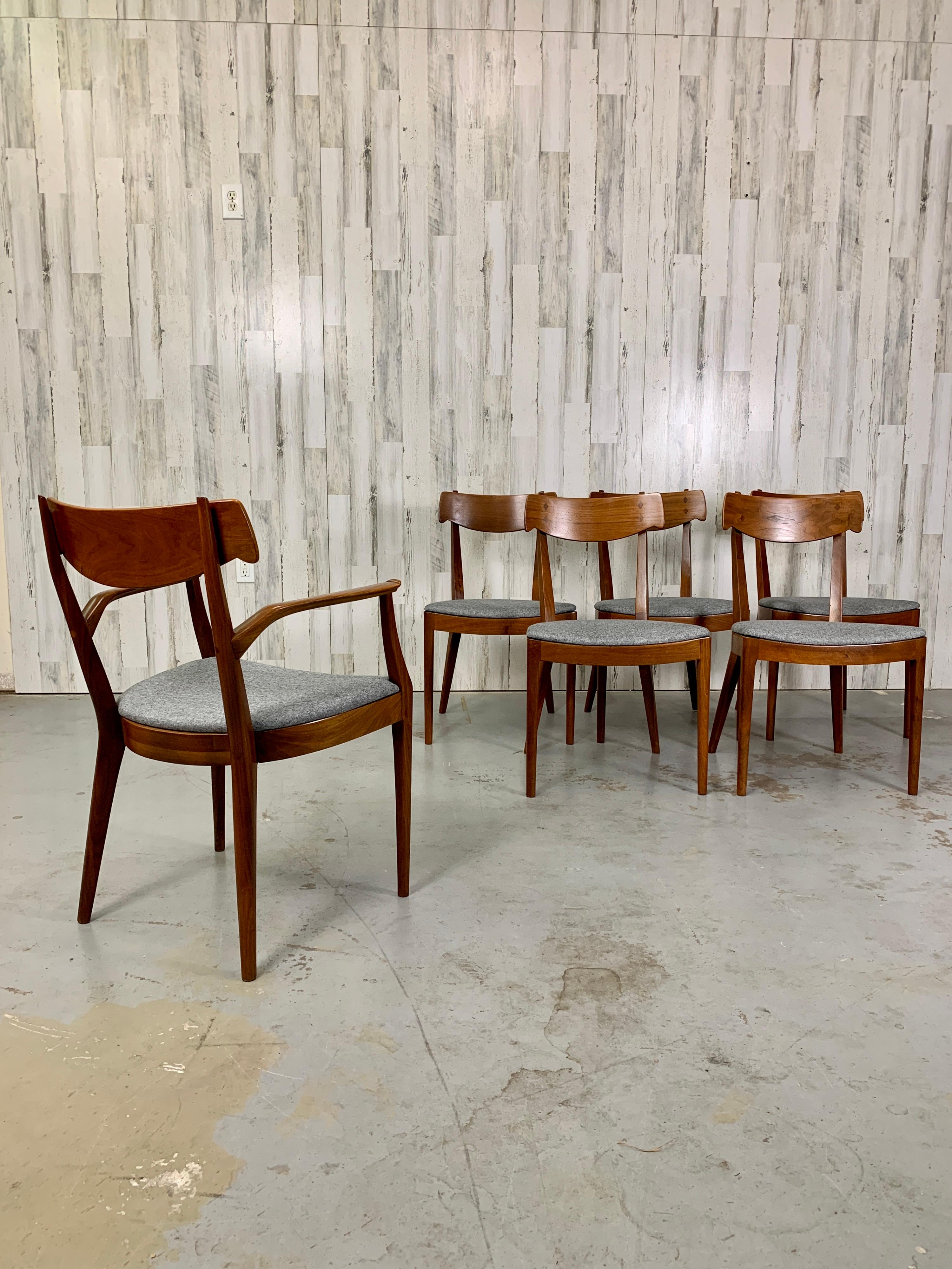 Five side chairs and one arm chair. By Kipp Stewart and Stewart MacDougall for Drexel, 