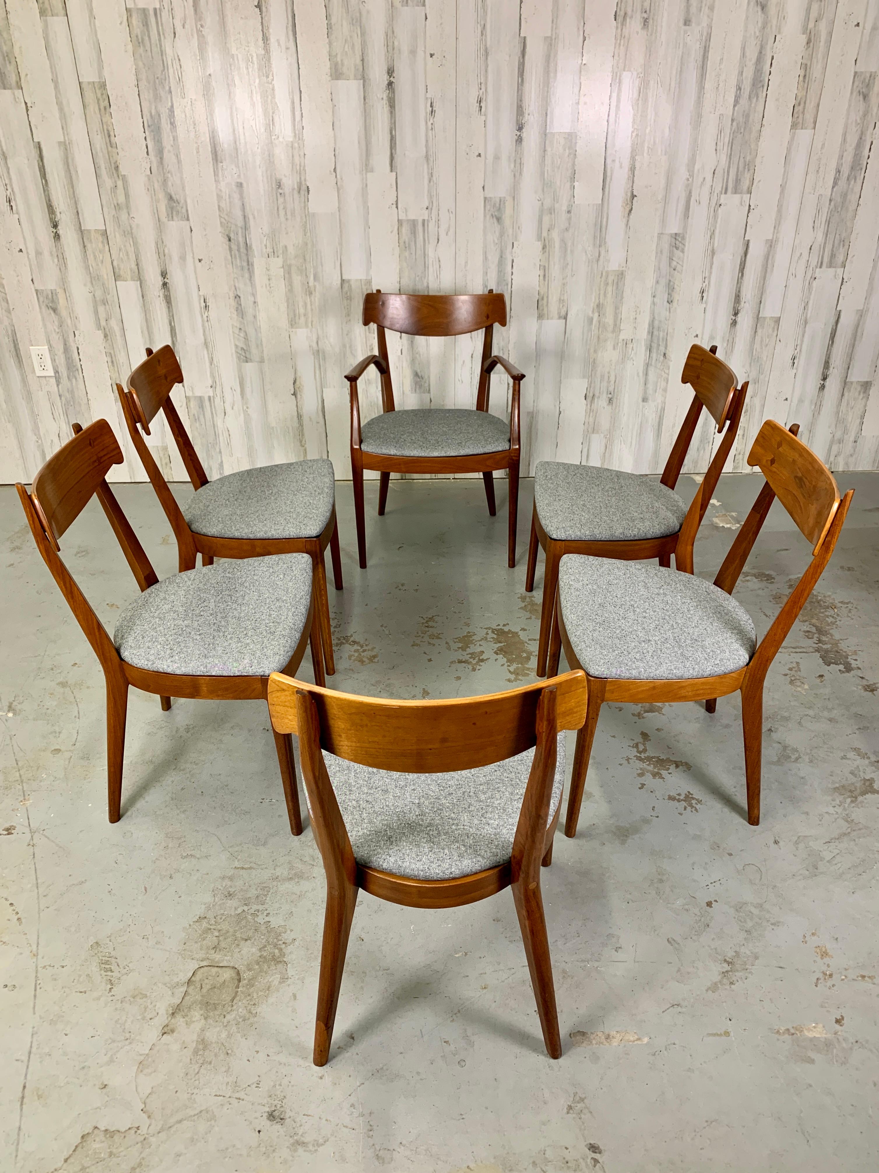 North American Kipp Stewart Drexel Declaration Sculpted Walnut Dining Chairs