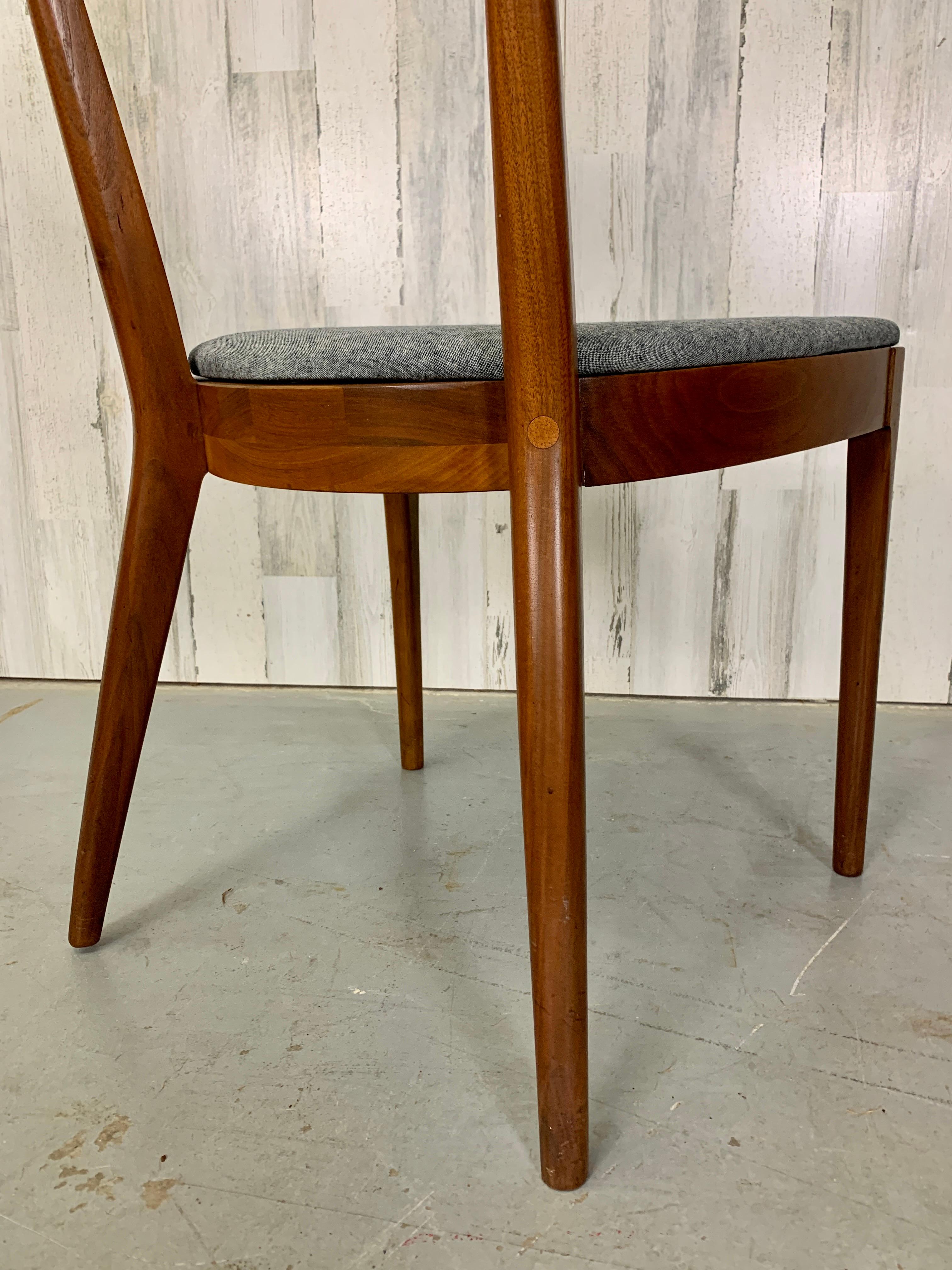 Kipp Stewart Drexel Declaration Sculpted Walnut Dining Chairs In Good Condition In Denton, TX