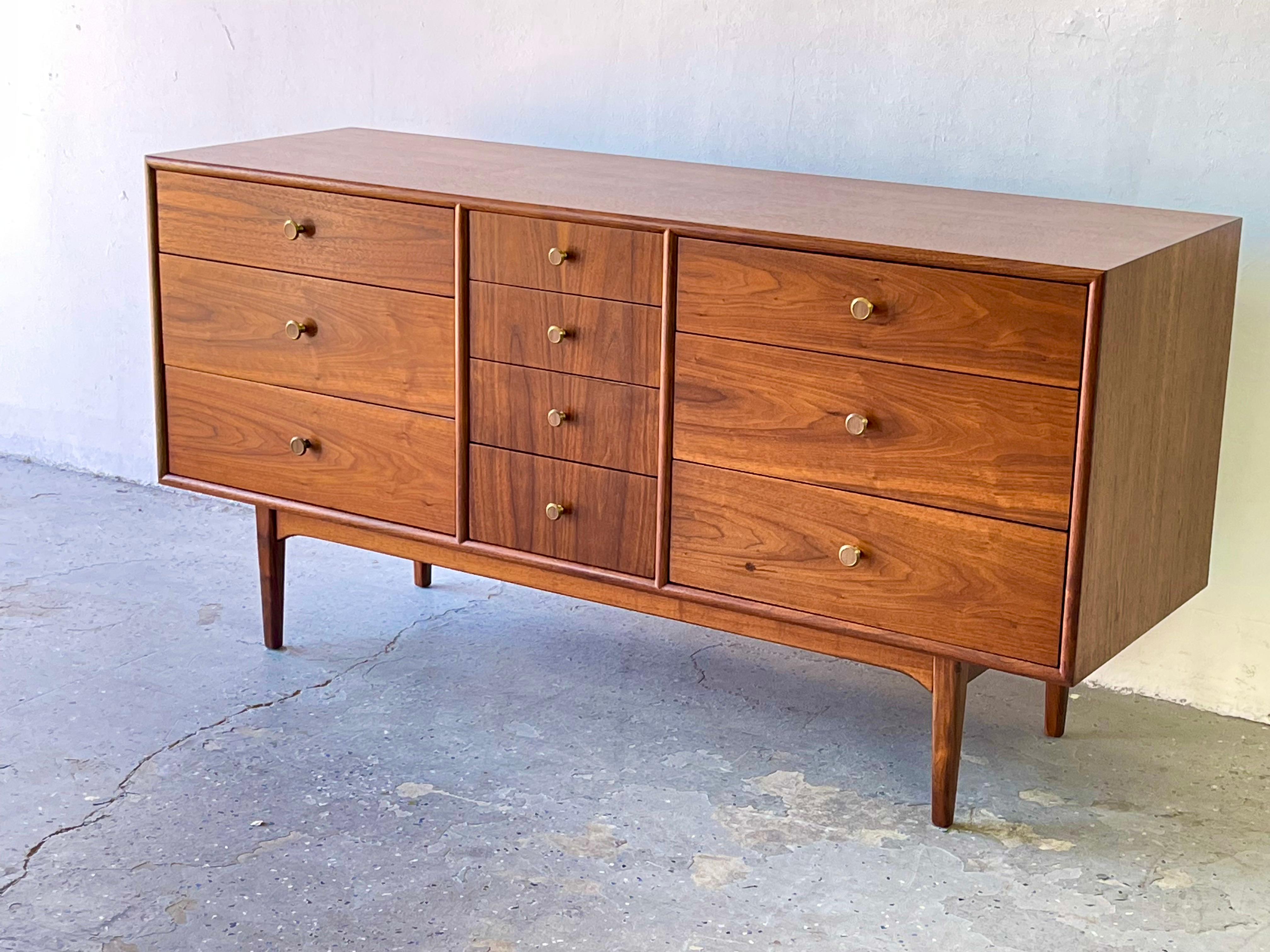 Mid-Century Modern Kipp Stewart  Drexel  Mid Century Modern  Walnut 10 drawer dresser