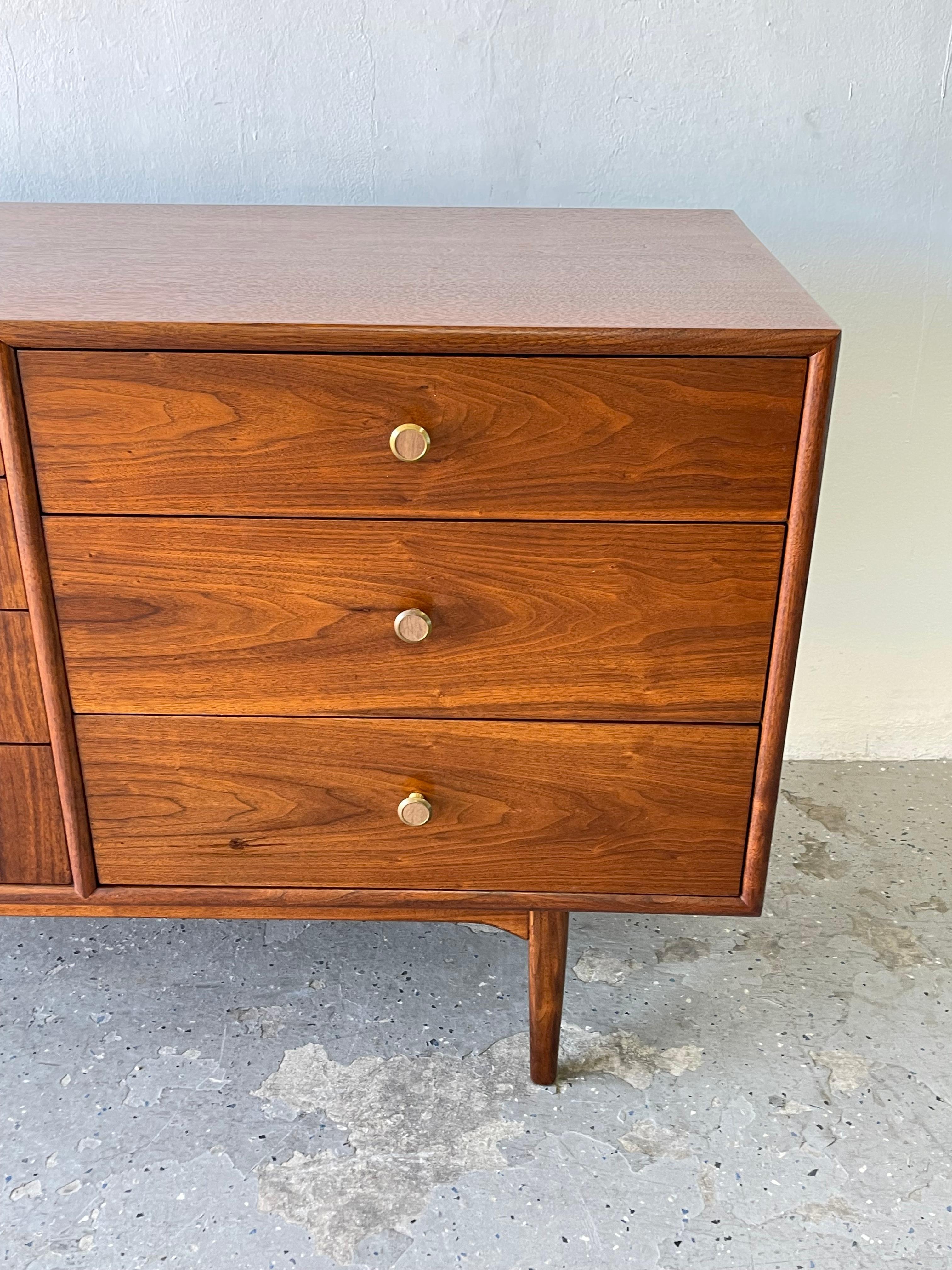 Kipp Stewart  Drexel  Mid Century Modern  Walnut 10 drawer dresser 1