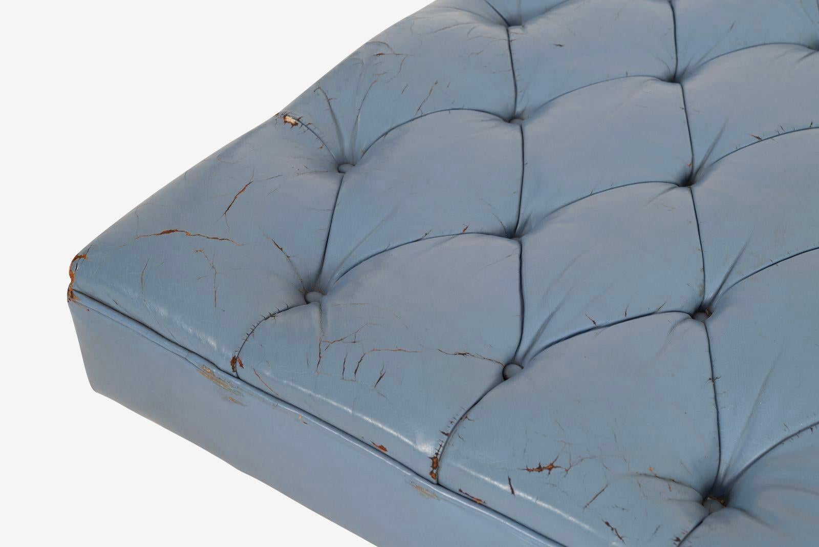 Kipp Stewart for Calvin Furniture Blue Leather Diamond Tufted Daybed 1960 For Sale 1