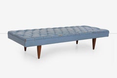 Kipp Stewart for Calvin Furniture Blue Leather Diamond Tufted Daybed 1960