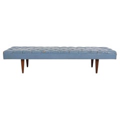 Kipp Stewart for Calvin Furniture Blue Leather Diamond Tufted Daybed 1960