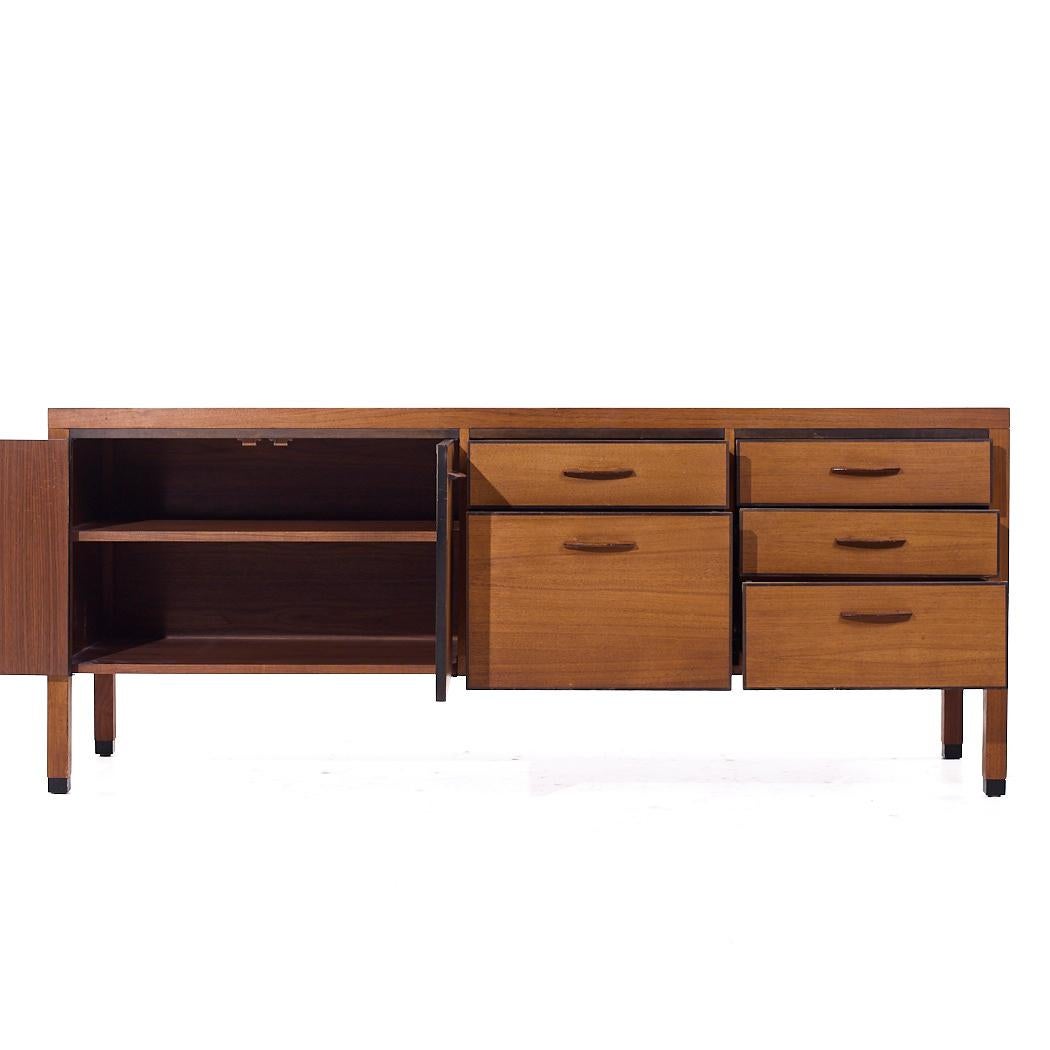Kipp Stewart for Calvin Furniture Directional Mid Century Walnut Banded Credenza For Sale 1