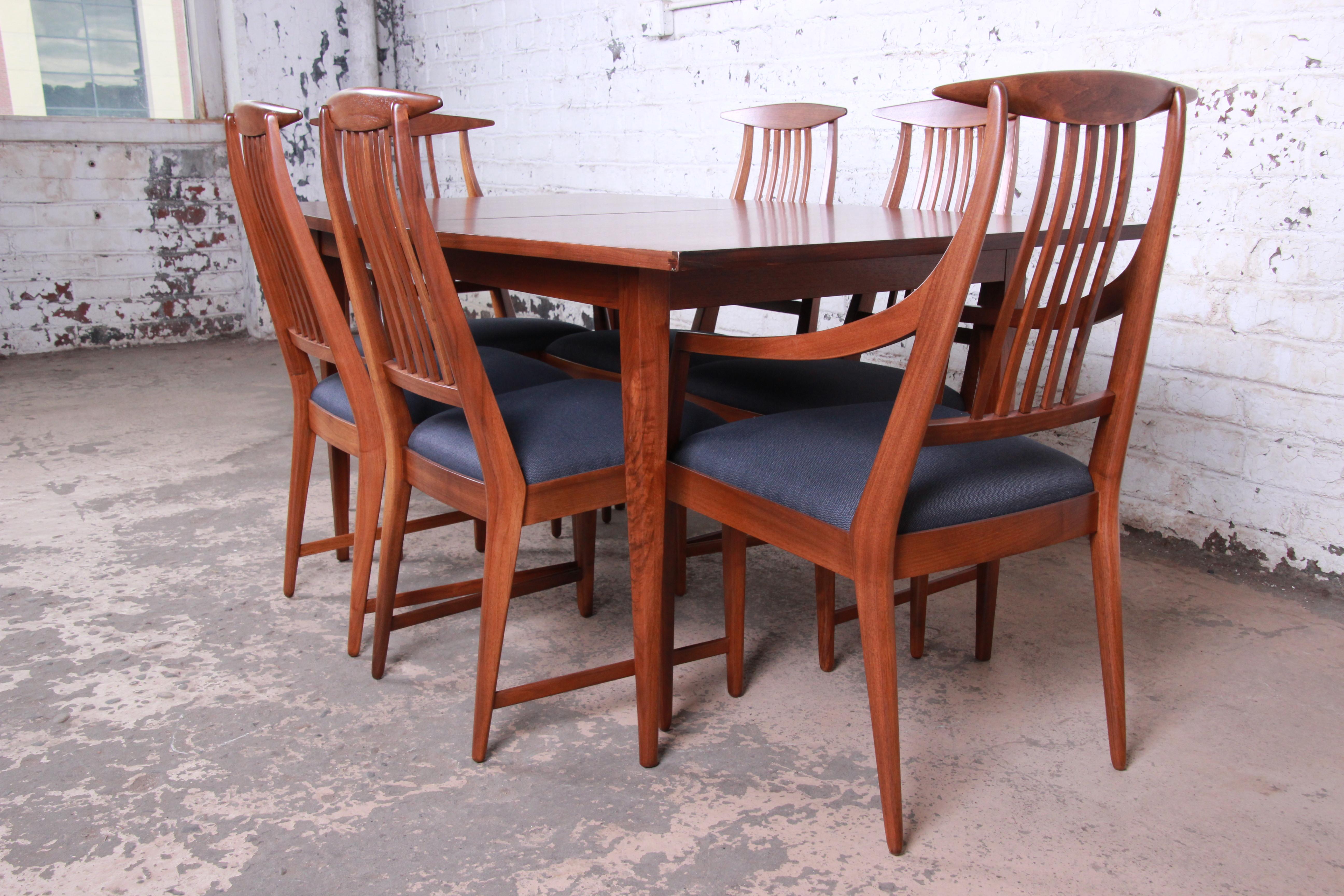 American Kipp Stewart for Calvin Furniture Mid-Century Modern Dining Set, Newly Restored