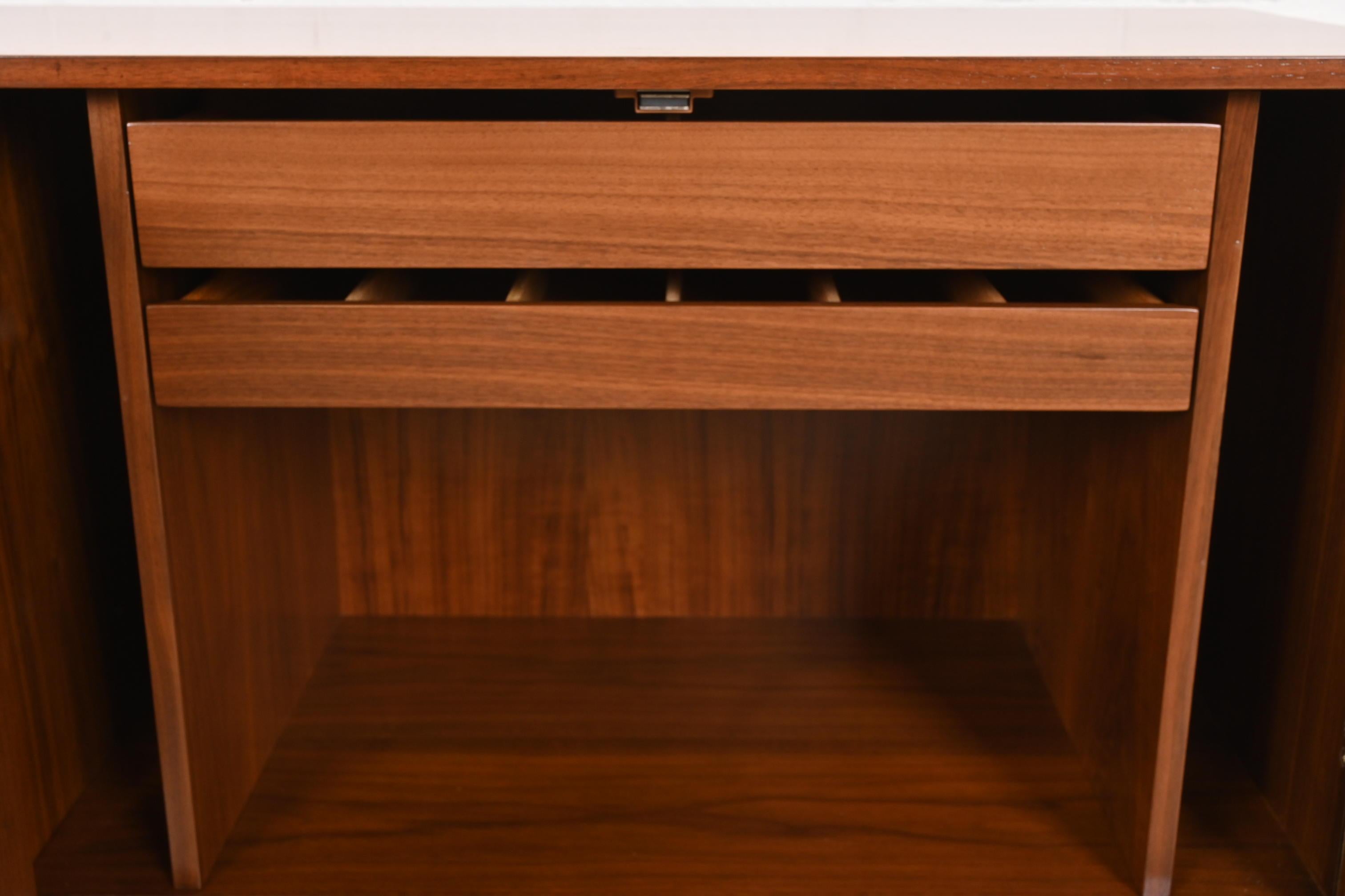 Brass Kipp Stewart for Calvin Furniture Mid-Century Sideboard Credenza, Refinished For Sale