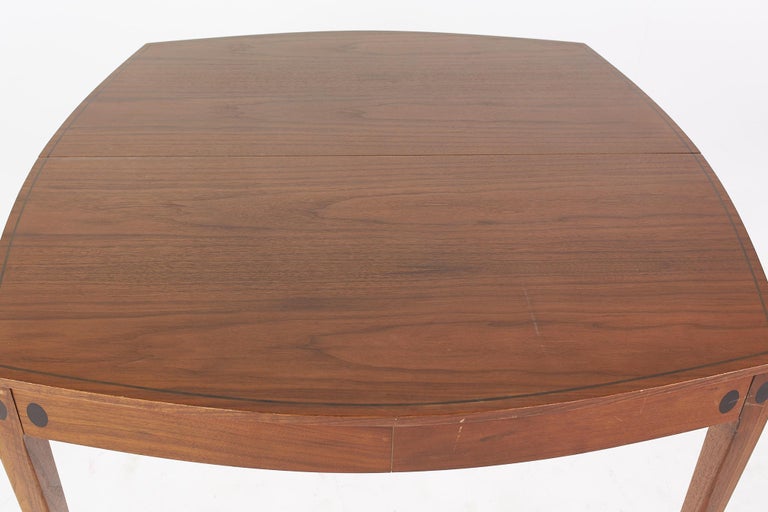 Kipp Stewart for Calvin Mid-Century Inlaid Walnut Dining Table For Sale 1