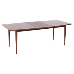 Kipp Stewart for Calvin Mid Century Walnut Expanding Dining Table with 1 Leaf