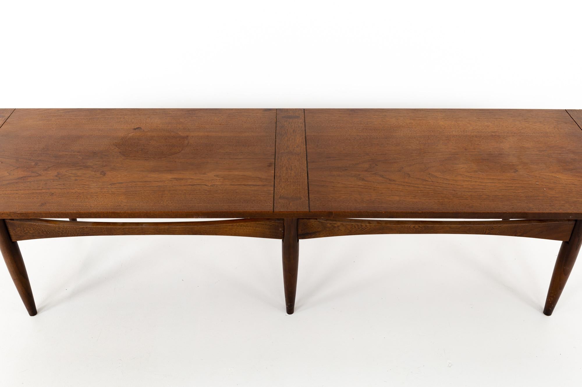 American Kipp Stewart for Calvin Style Mid Century Walnut and Rosewood Inlay Coffee Table