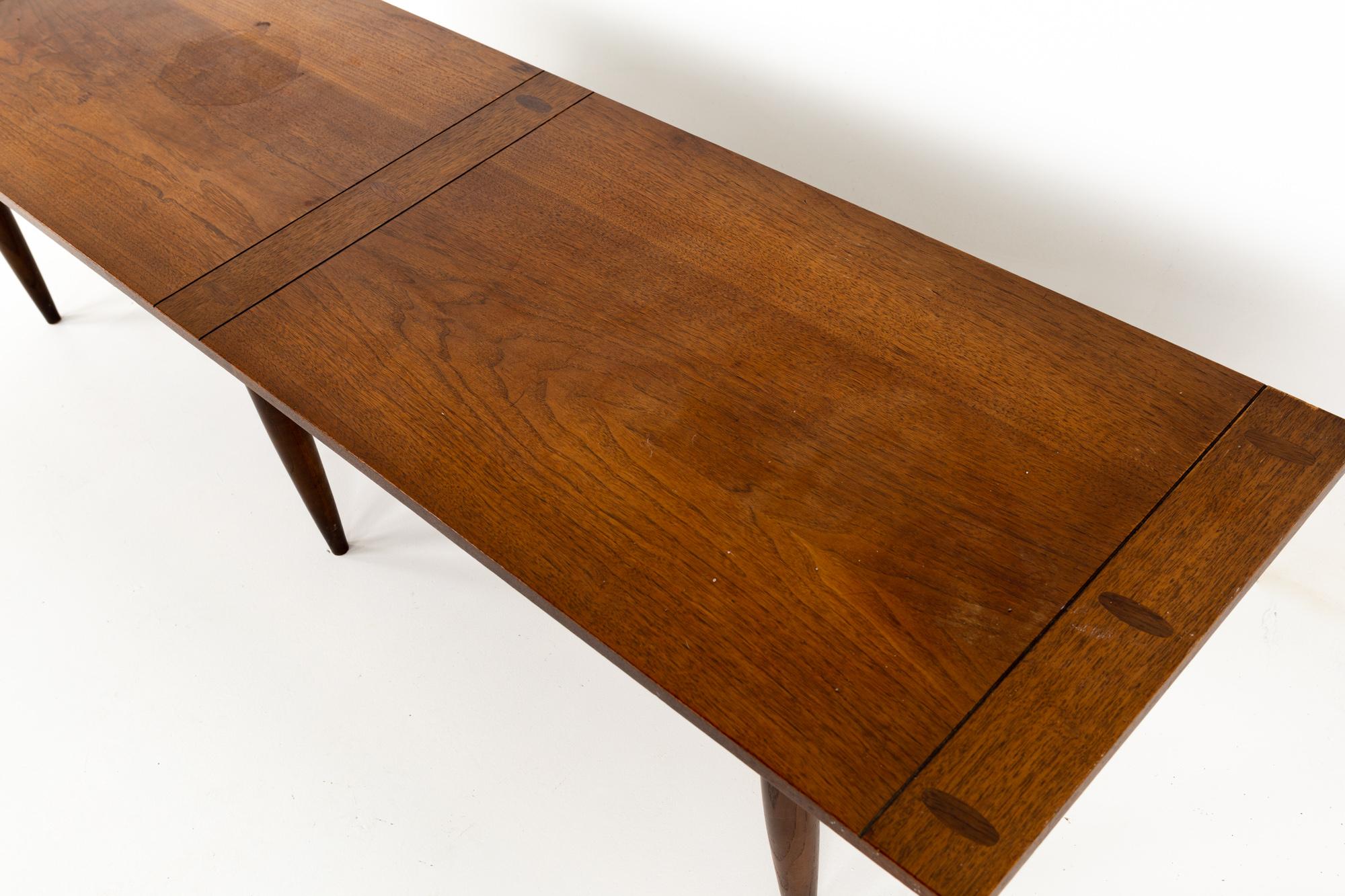 Late 20th Century Kipp Stewart for Calvin Style Mid Century Walnut and Rosewood Inlay Coffee Table