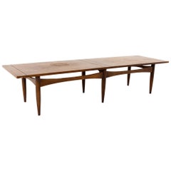 Kipp Stewart for Calvin Style Mid Century Walnut and Rosewood Inlay Coffee Table
