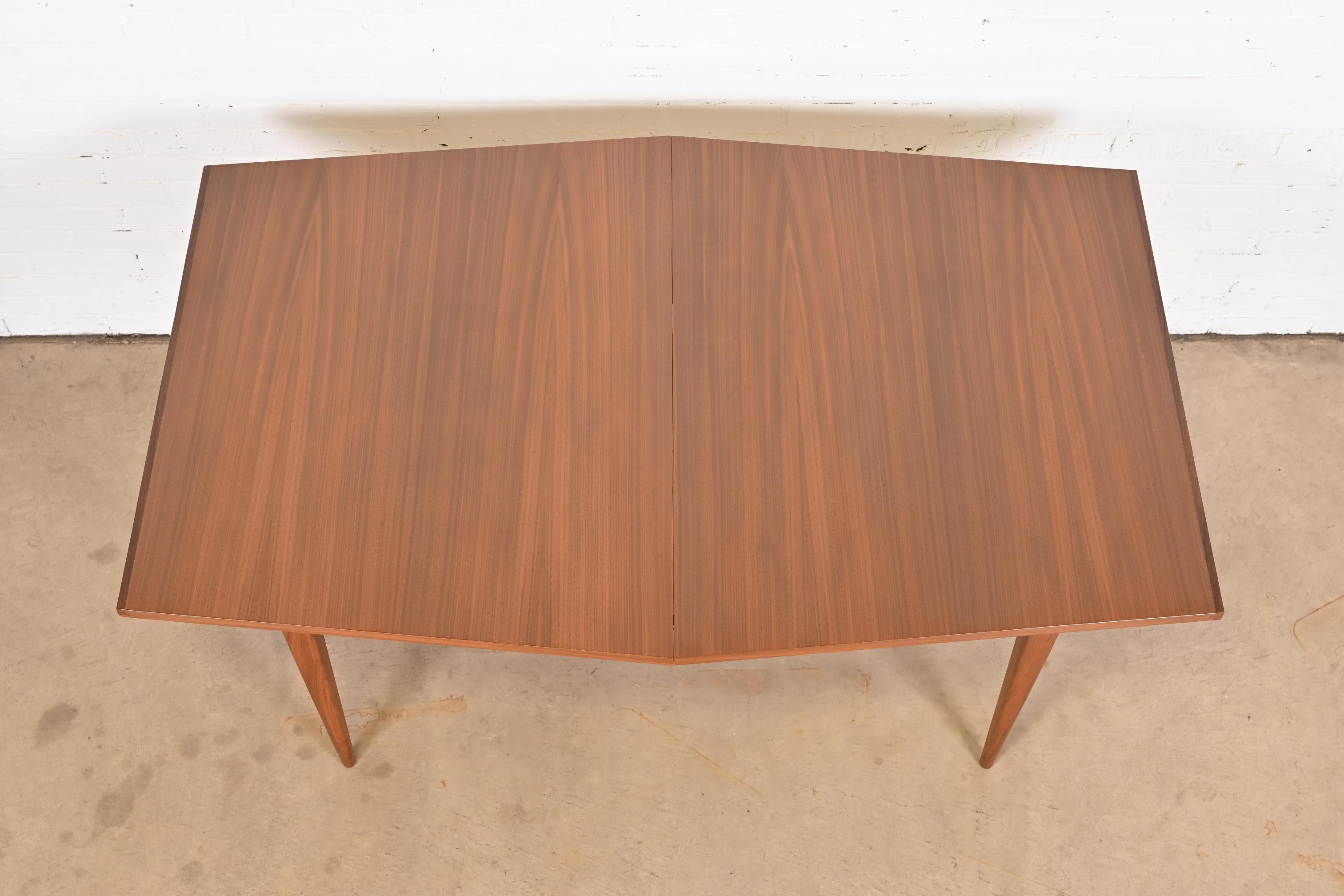 Kipp Stewart for Calvin Walnut and Rosewood Boat-Shaped Dining Table, Refinished 9