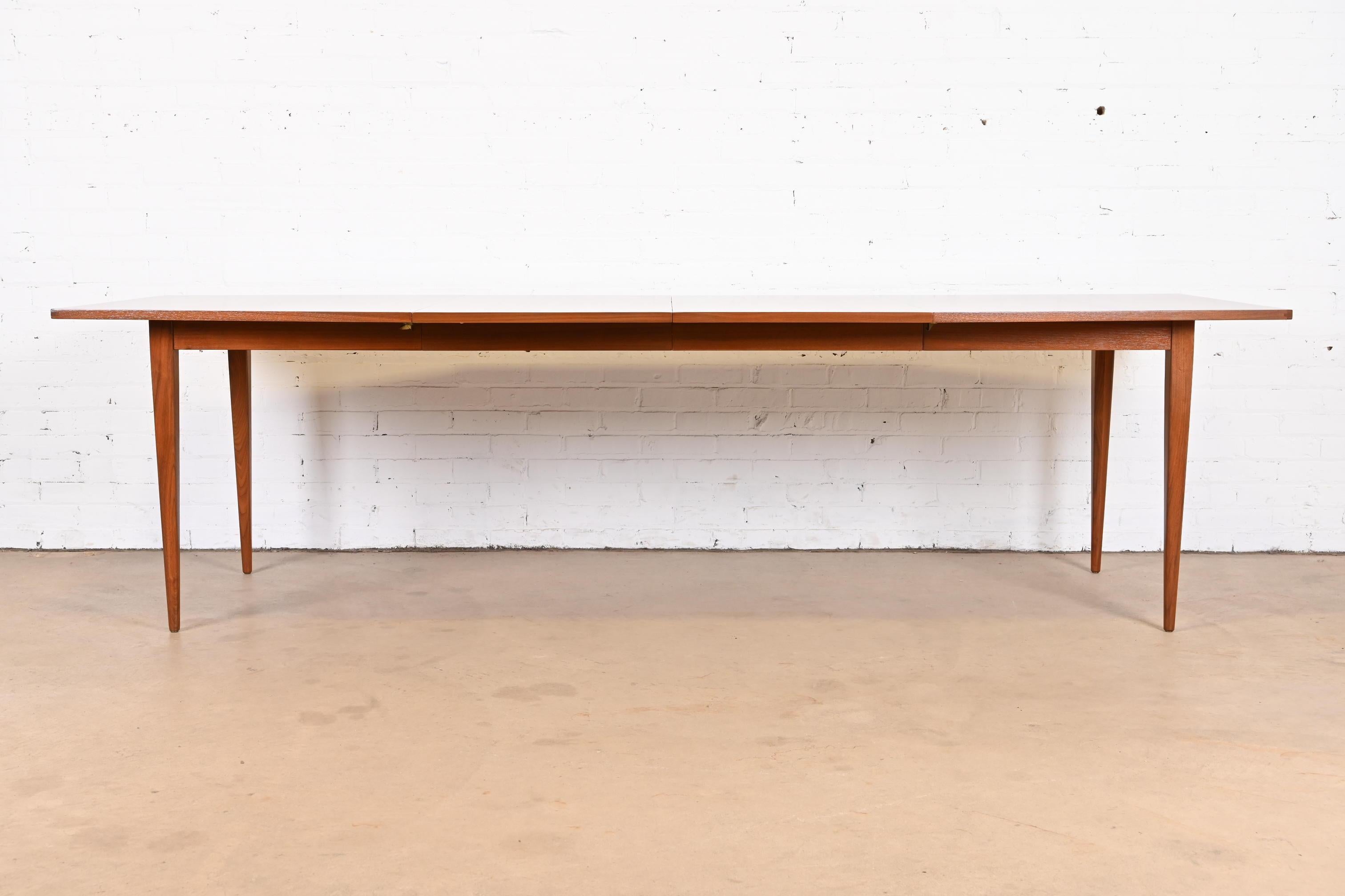 Mid-Century Modern Kipp Stewart for Calvin Walnut and Rosewood Boat-Shaped Dining Table, Refinished