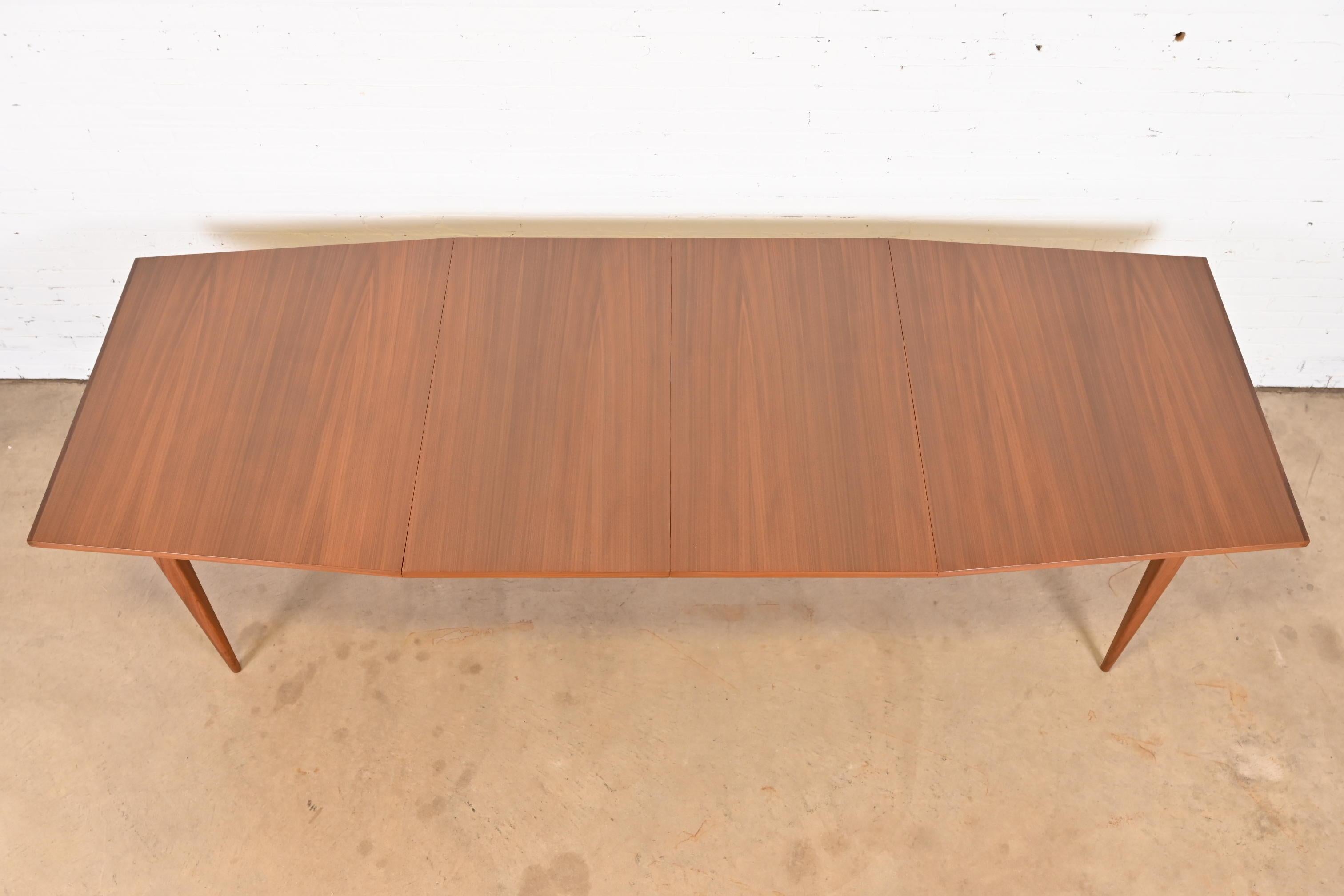 Kipp Stewart for Calvin Walnut and Rosewood Boat-Shaped Dining Table, Refinished 2