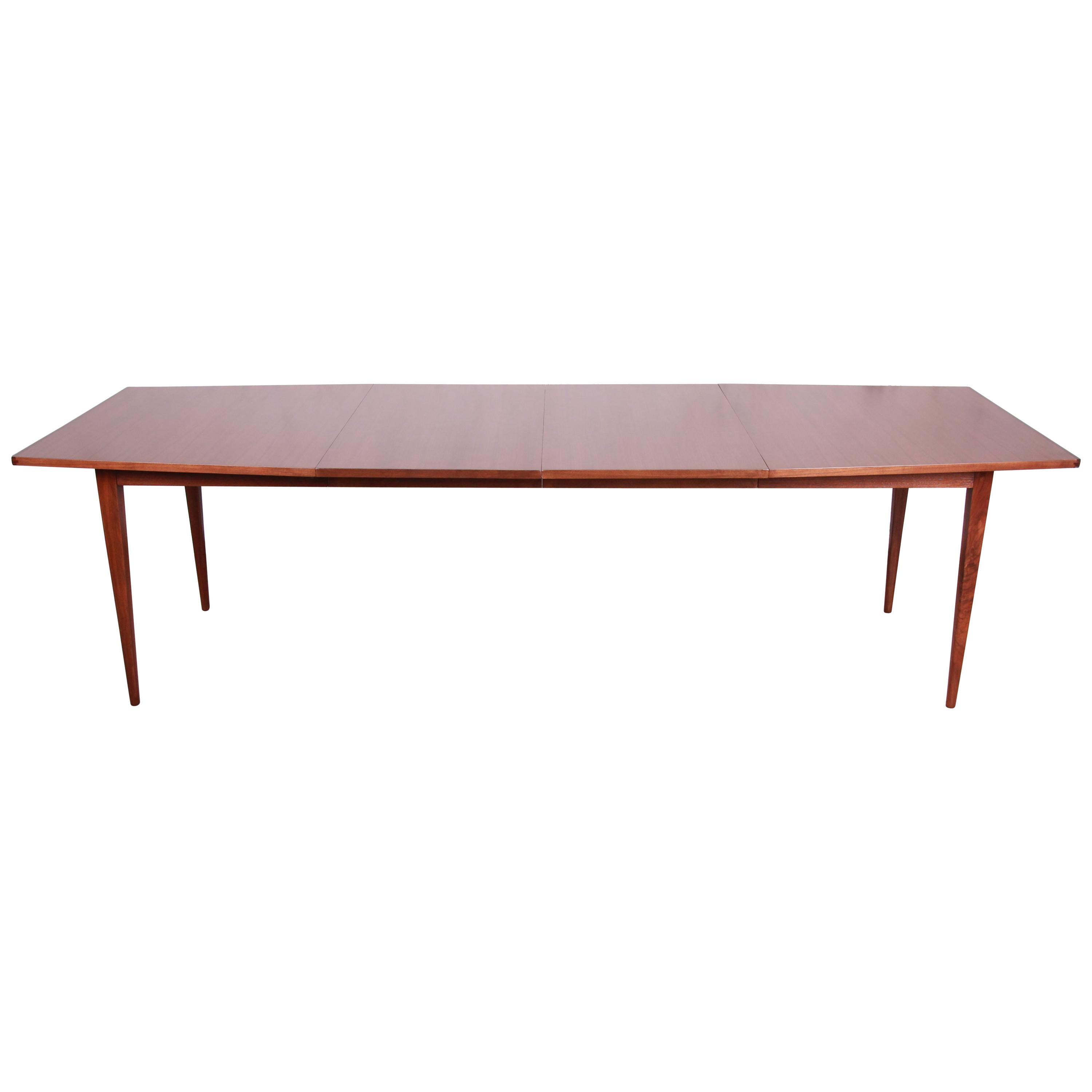 Kipp Stewart for Calvin Walnut and Rosewood Boat-Shaped Extension Dining Table