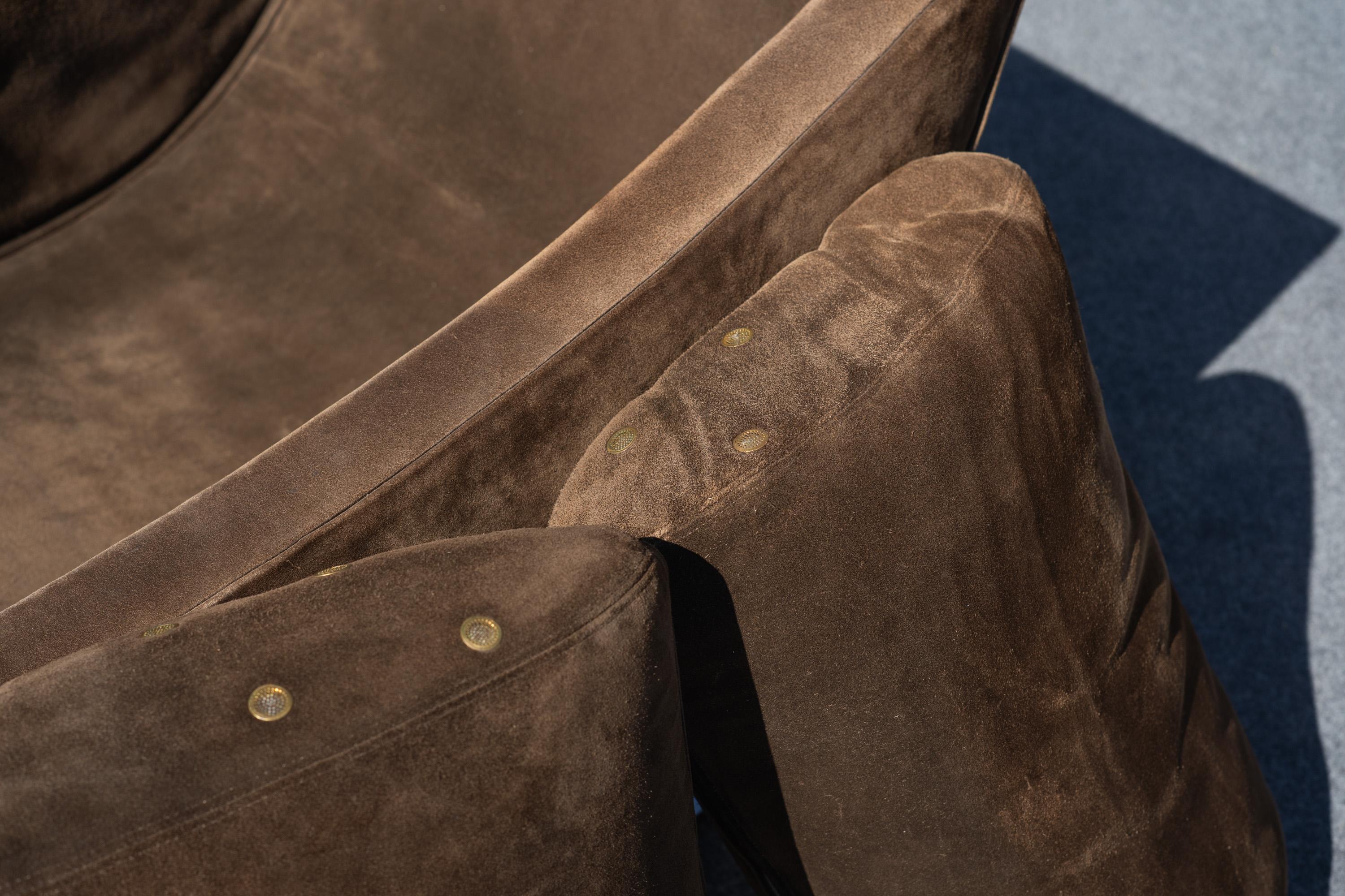 Kipp Stewart pour les chaises longues 'Arc' de Directional en daim Brown et acier chromé en vente 7