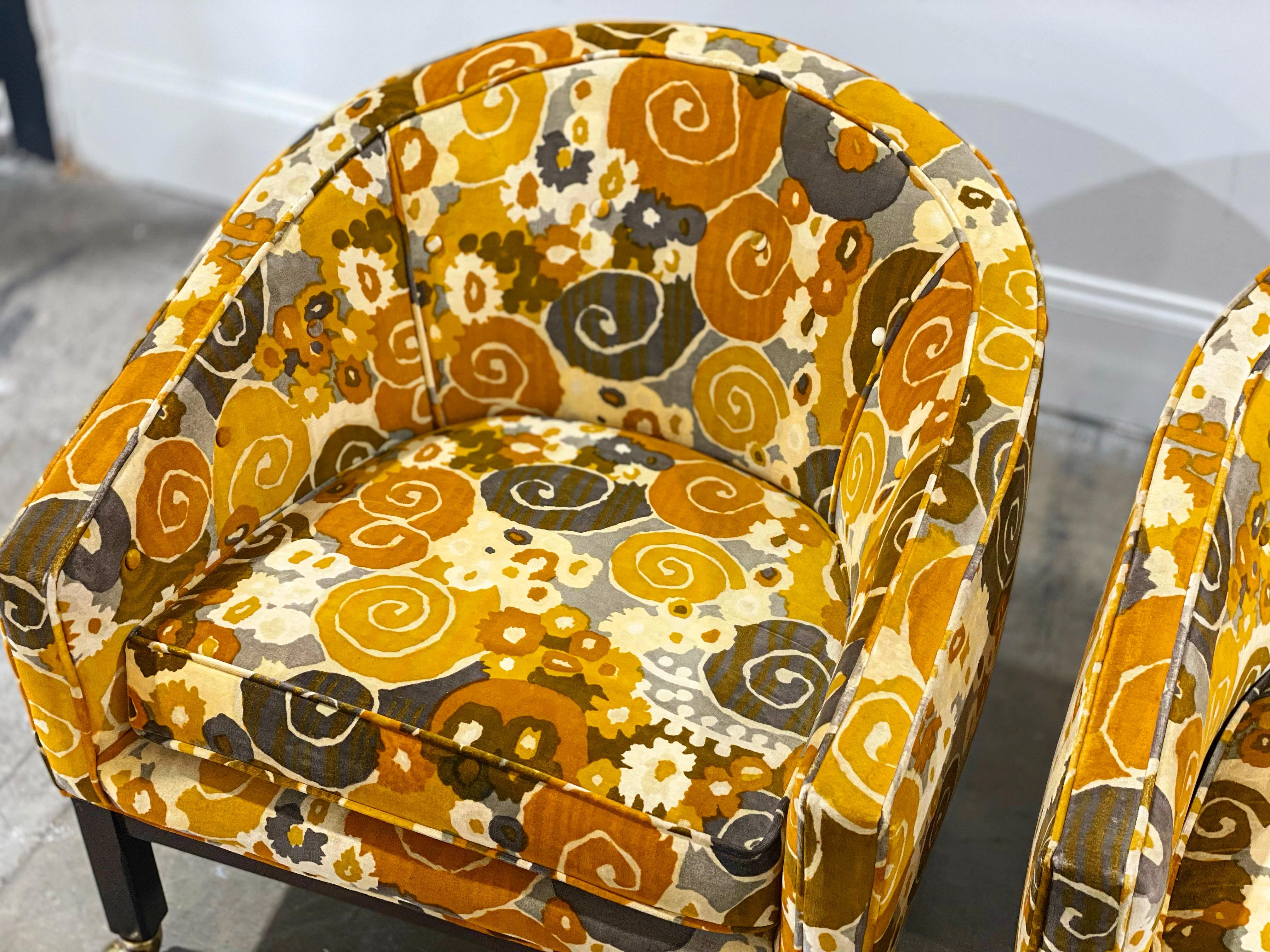 Kipp Stewart for Directional Lounge Chairs in Jack Lenor Larsen Velvet For Sale 5