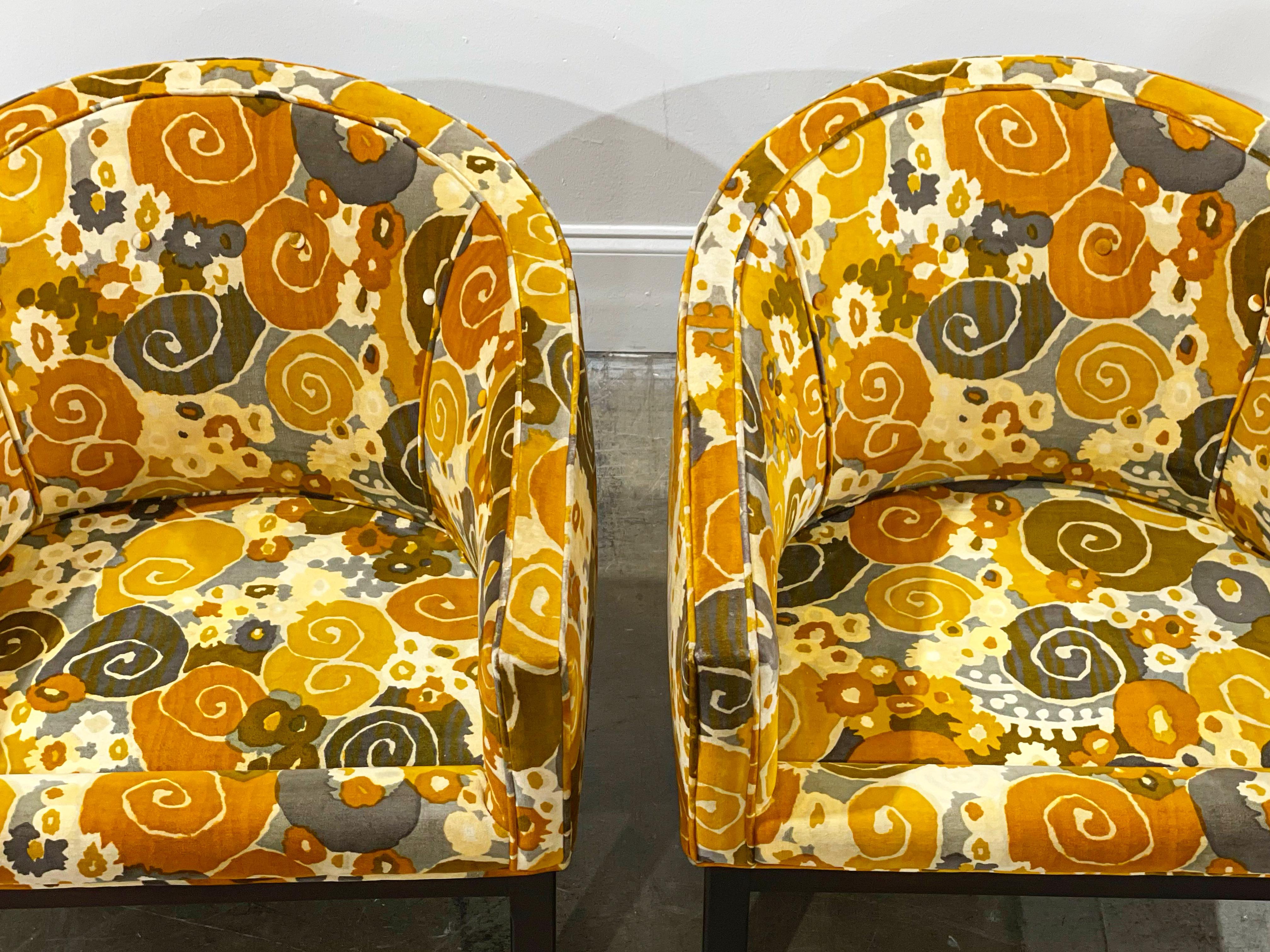 Kipp Stewart for Directional Lounge Chairs in Jack Lenor Larsen Velvet For Sale 7