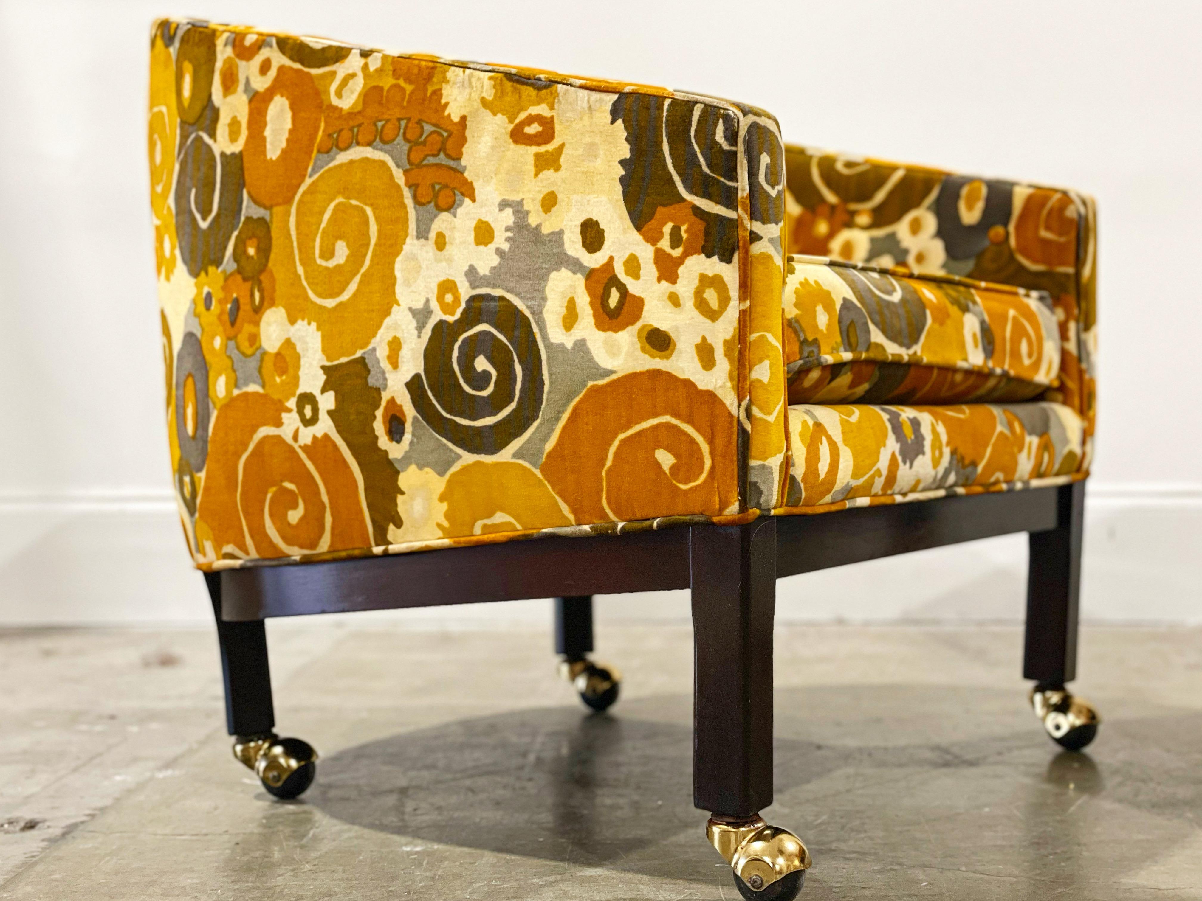 Mid-Century Modern Kipp Stewart for Directional Lounge Chairs in Jack Lenor Larsen Velvet For Sale