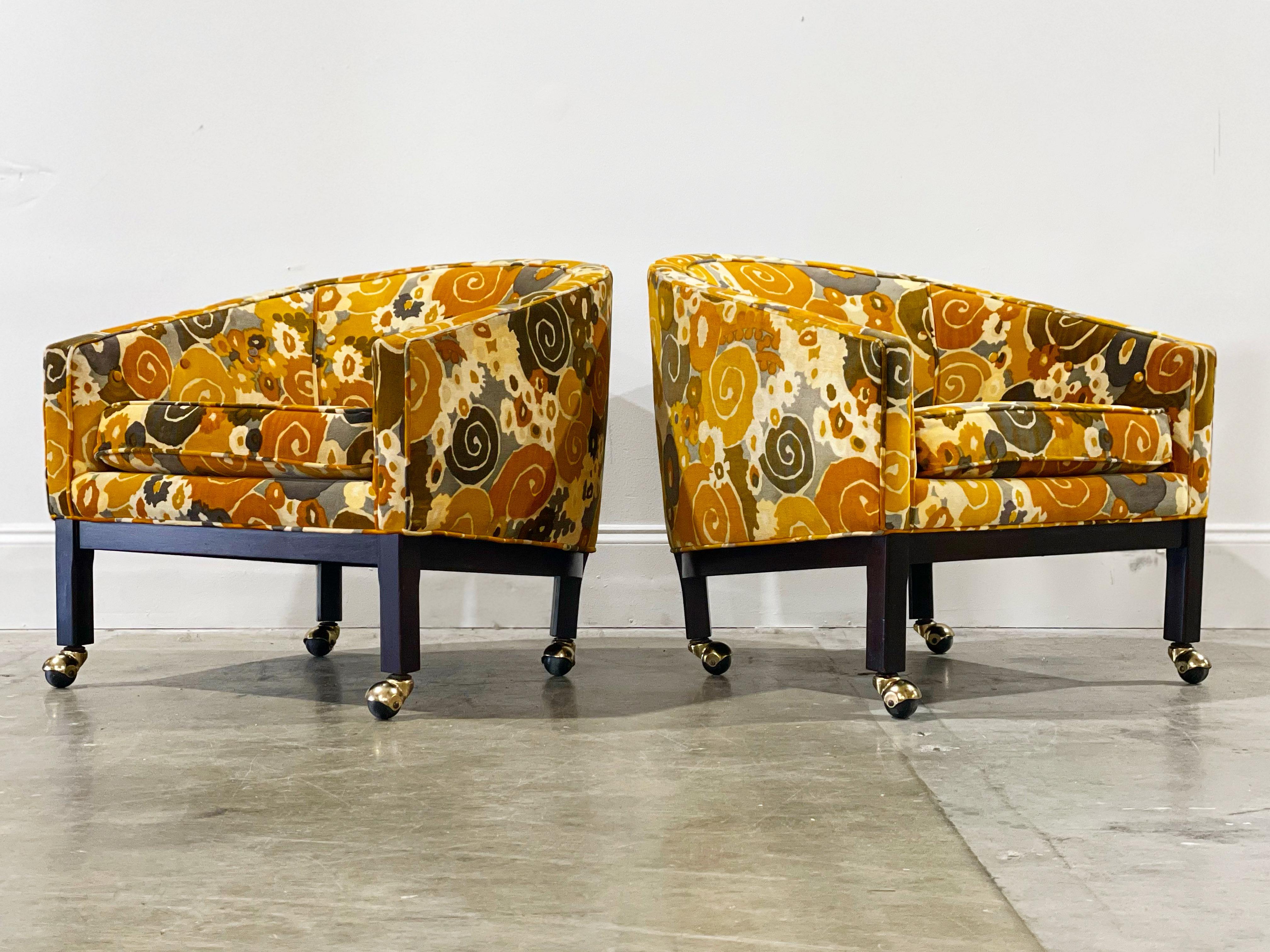 American Kipp Stewart for Directional Lounge Chairs in Jack Lenor Larsen Velvet For Sale