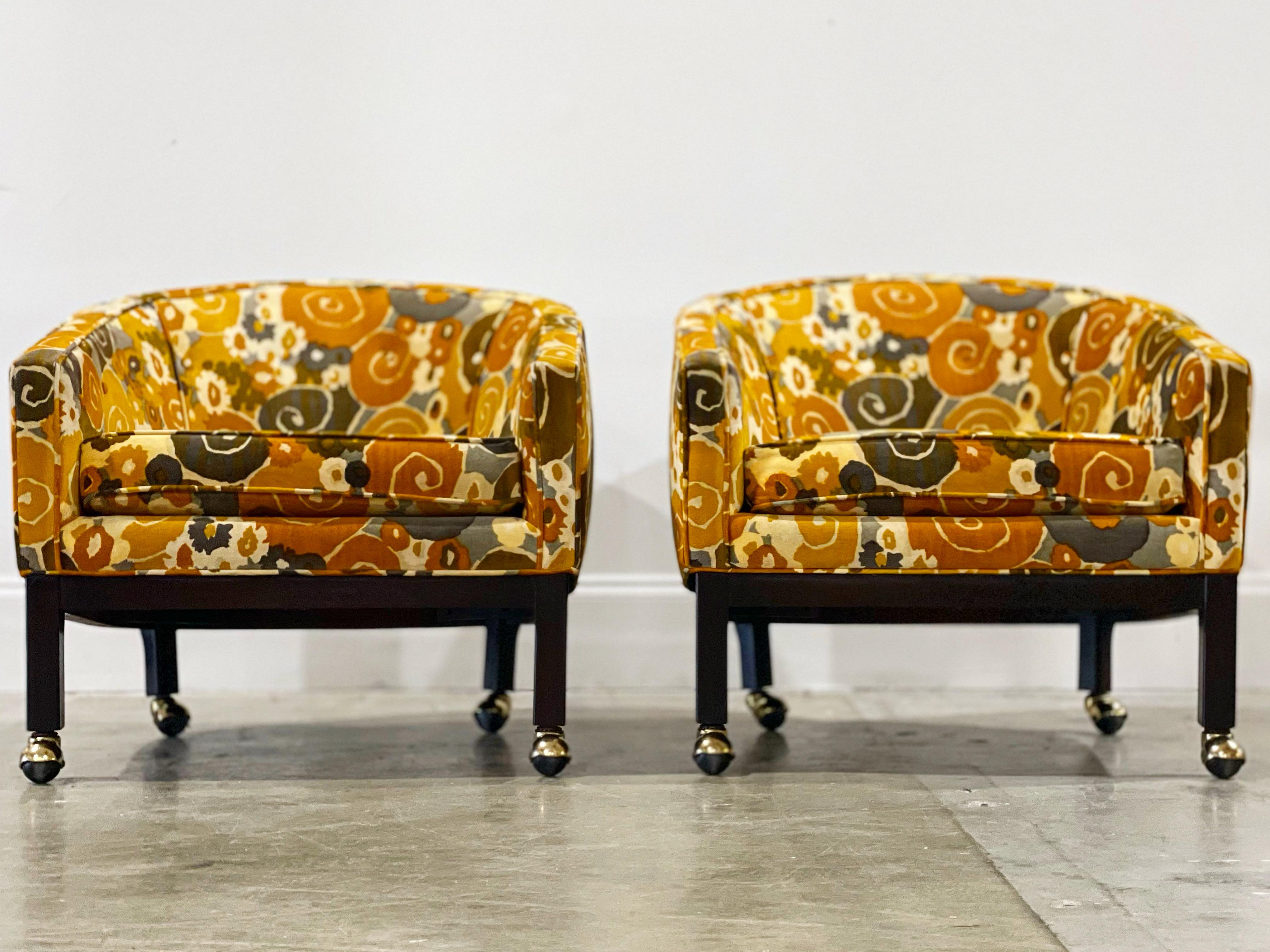 Mid-20th Century Kipp Stewart for Directional Lounge Chairs in Jack Lenor Larsen Velvet For Sale