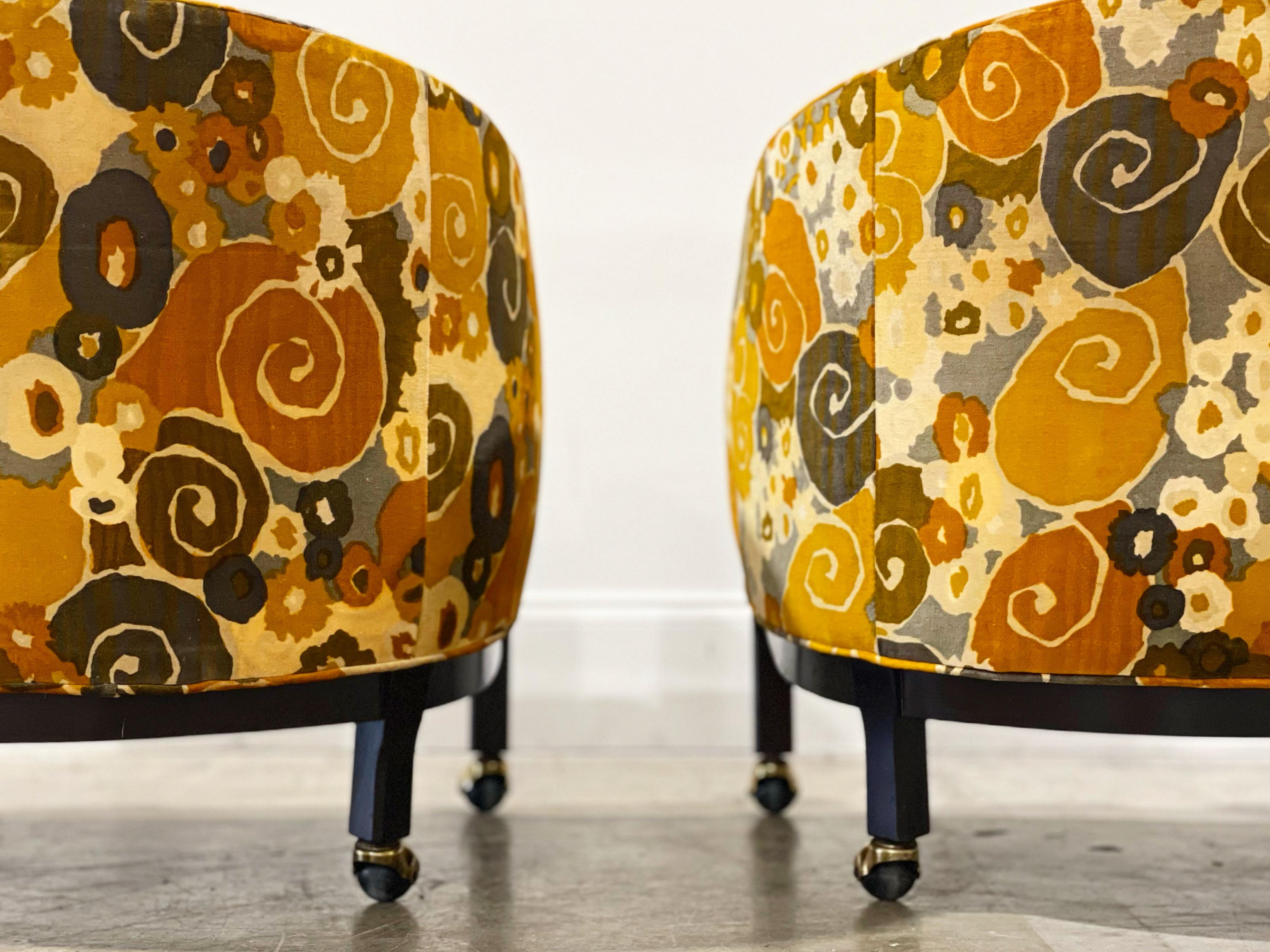 Kipp Stewart for Directional Lounge Chairs in Jack Lenor Larsen Velvet For Sale 2