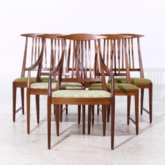Kipp Stewart for Directional Mid Century Walnut Dining Chairs - Set of 6