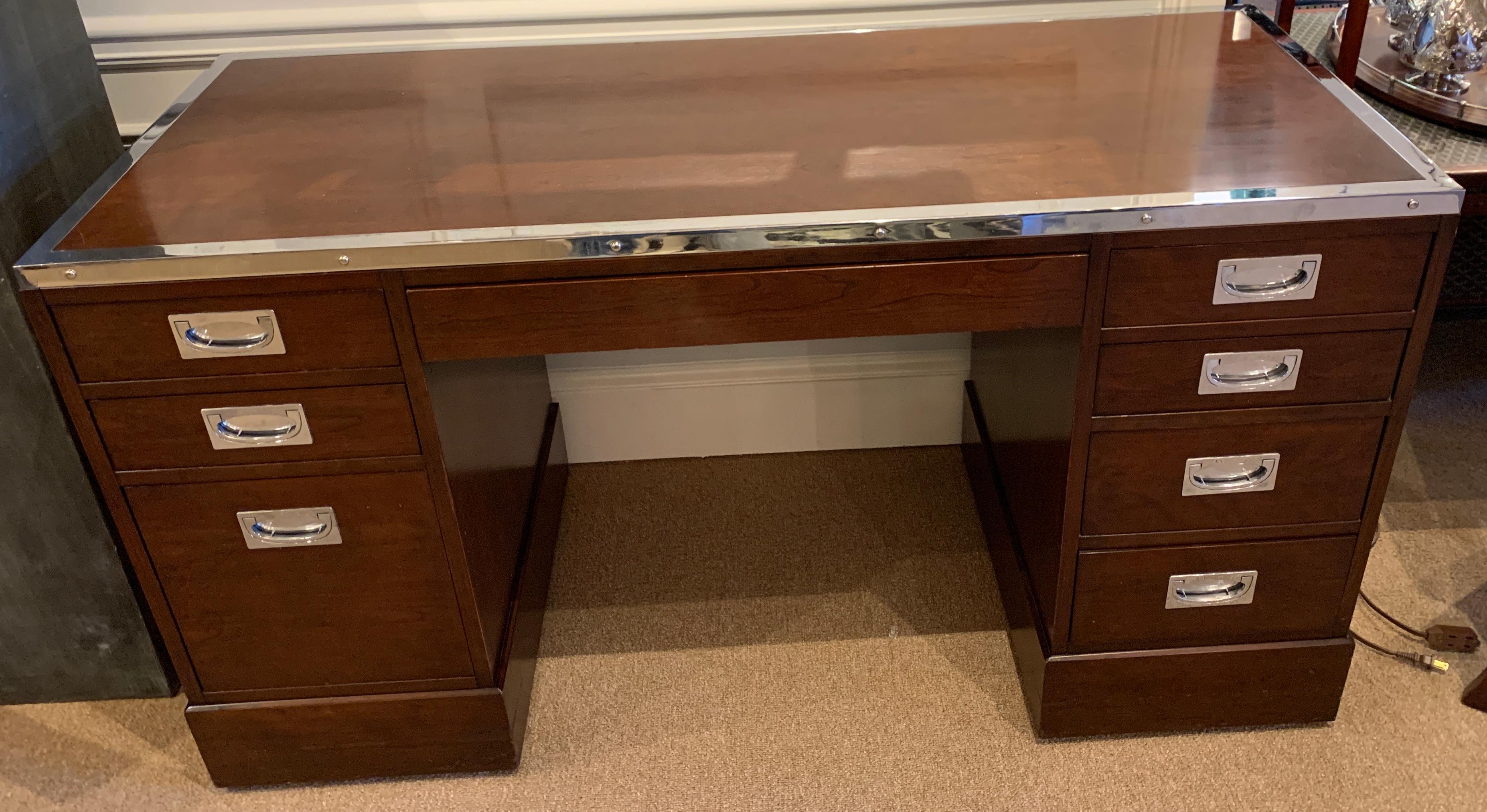 Mid-Century Modern Kipp Stewart for Directional Special Order Campaign Desk, 6400-B