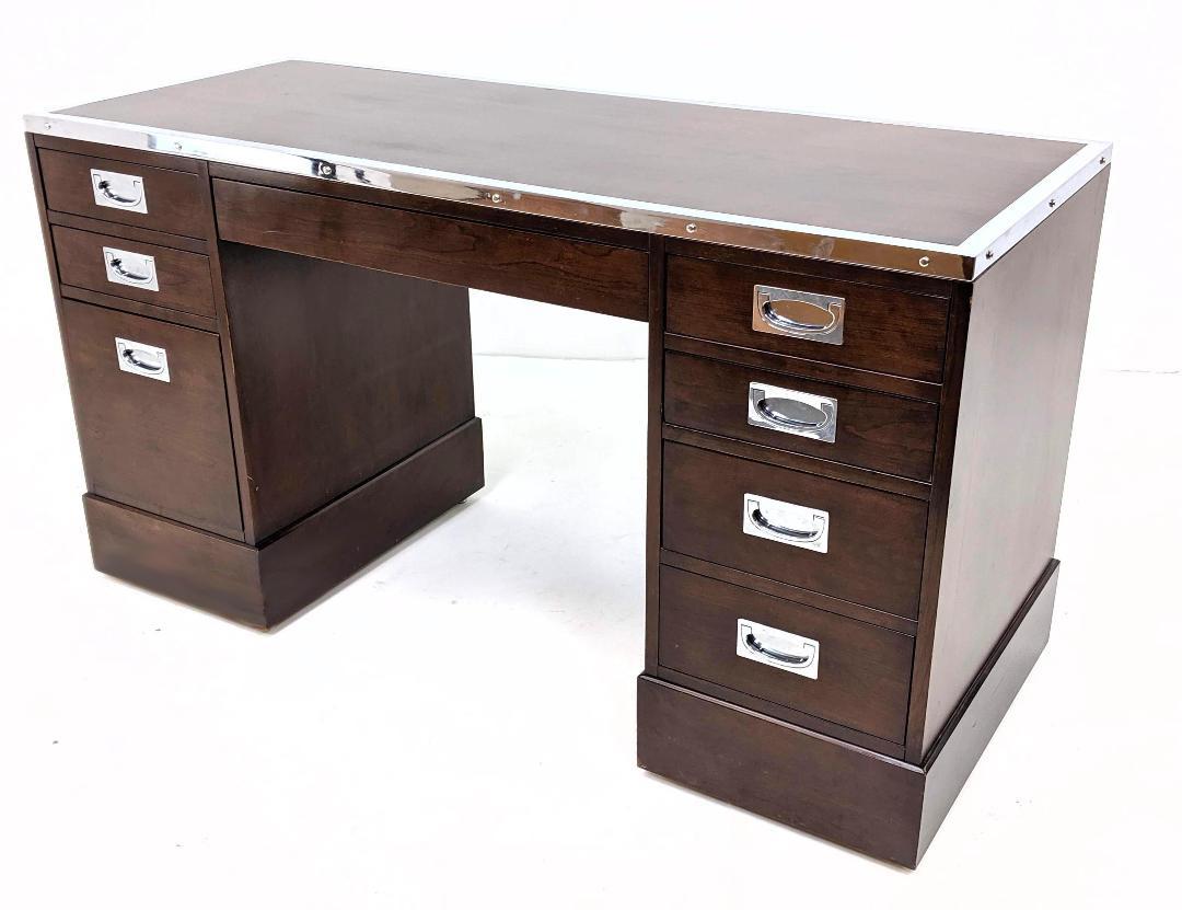 Silver Plate Kipp Stewart for Directional Special Order Campaign Desk, 6400-B