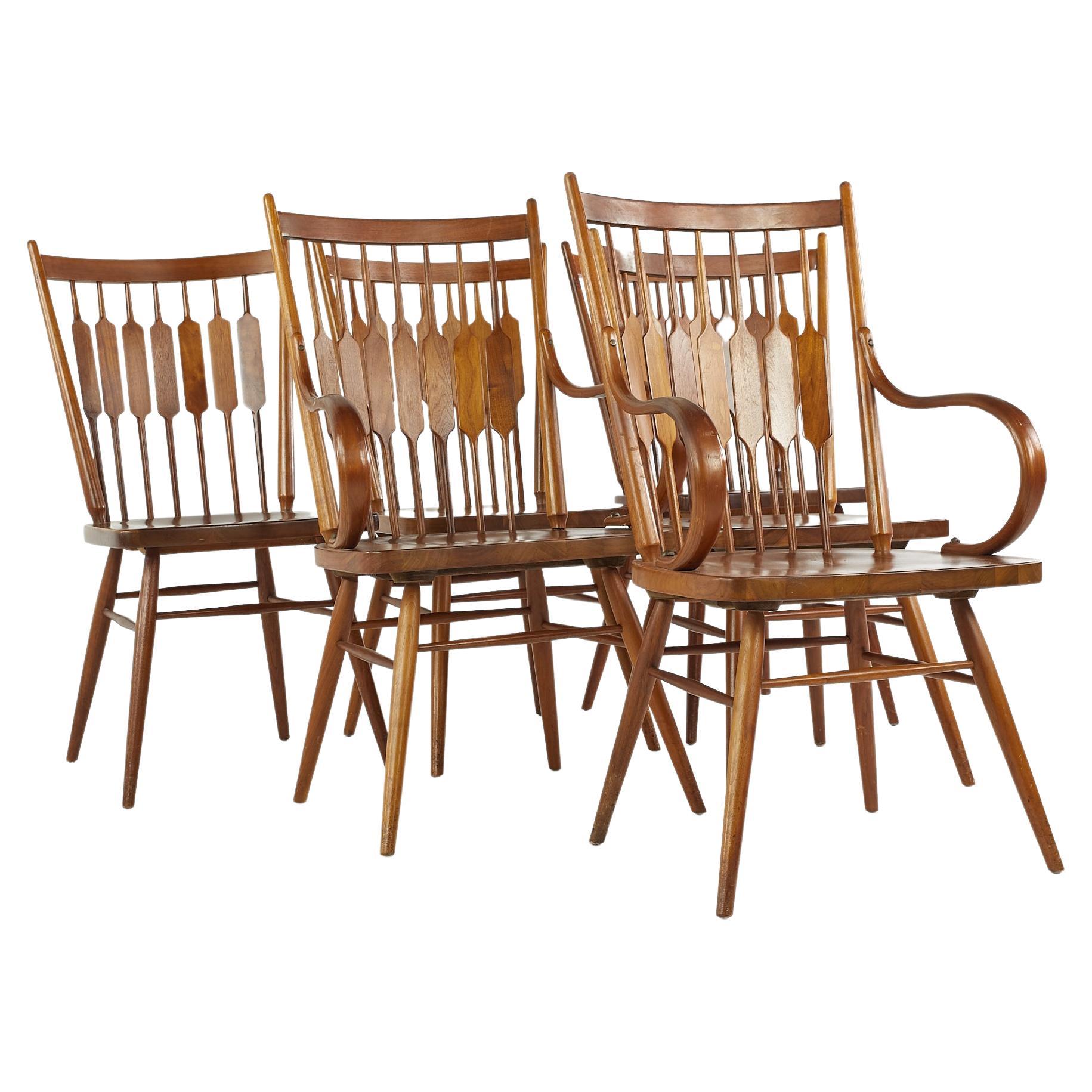 Kipp Stewart for Drexel Centennial Mid Century Walnut Dining Chairs, Set of 6