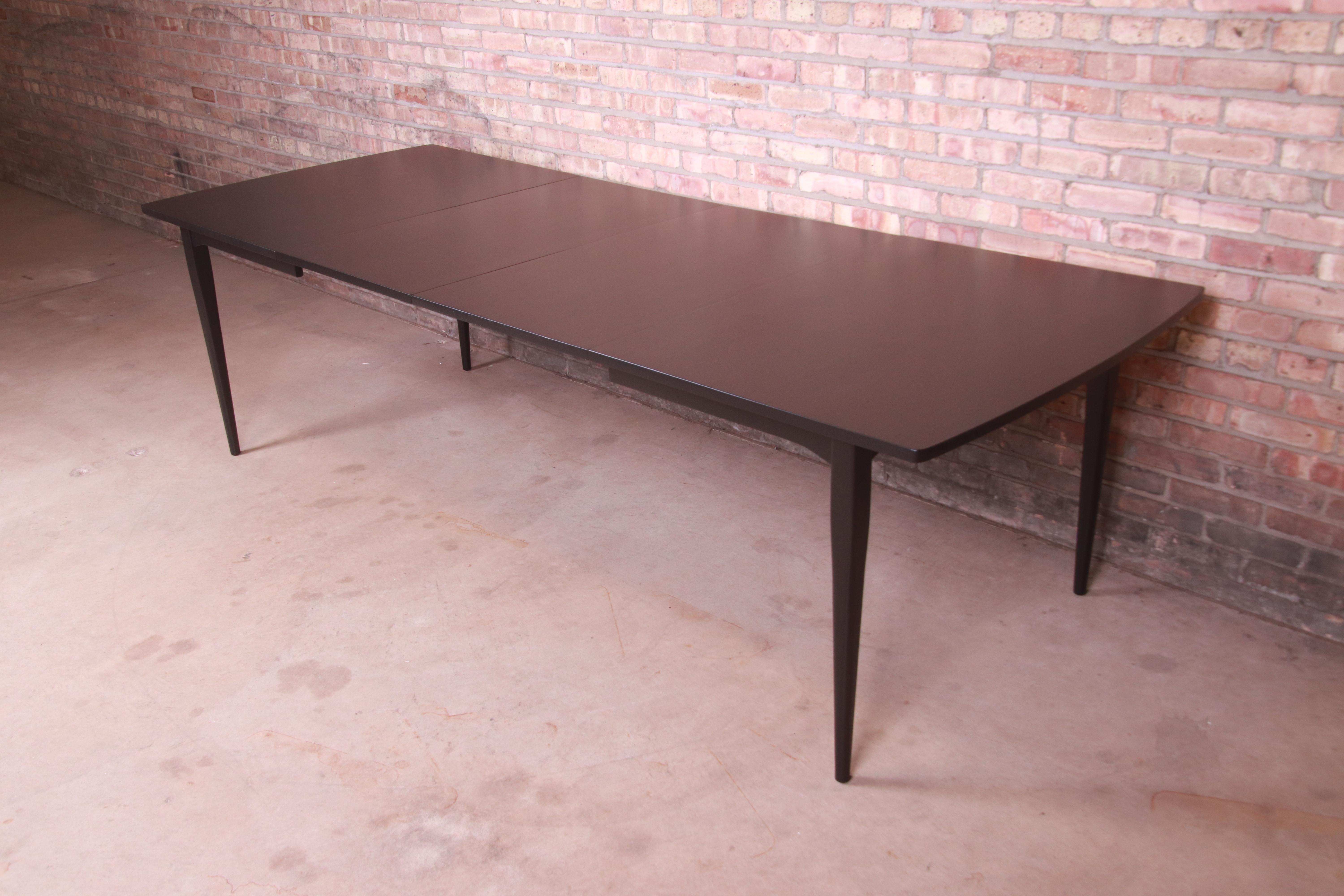 Mid-Century Modern Kipp Stewart for Drexel Declaration Black Lacquered Dining Table, Refinished