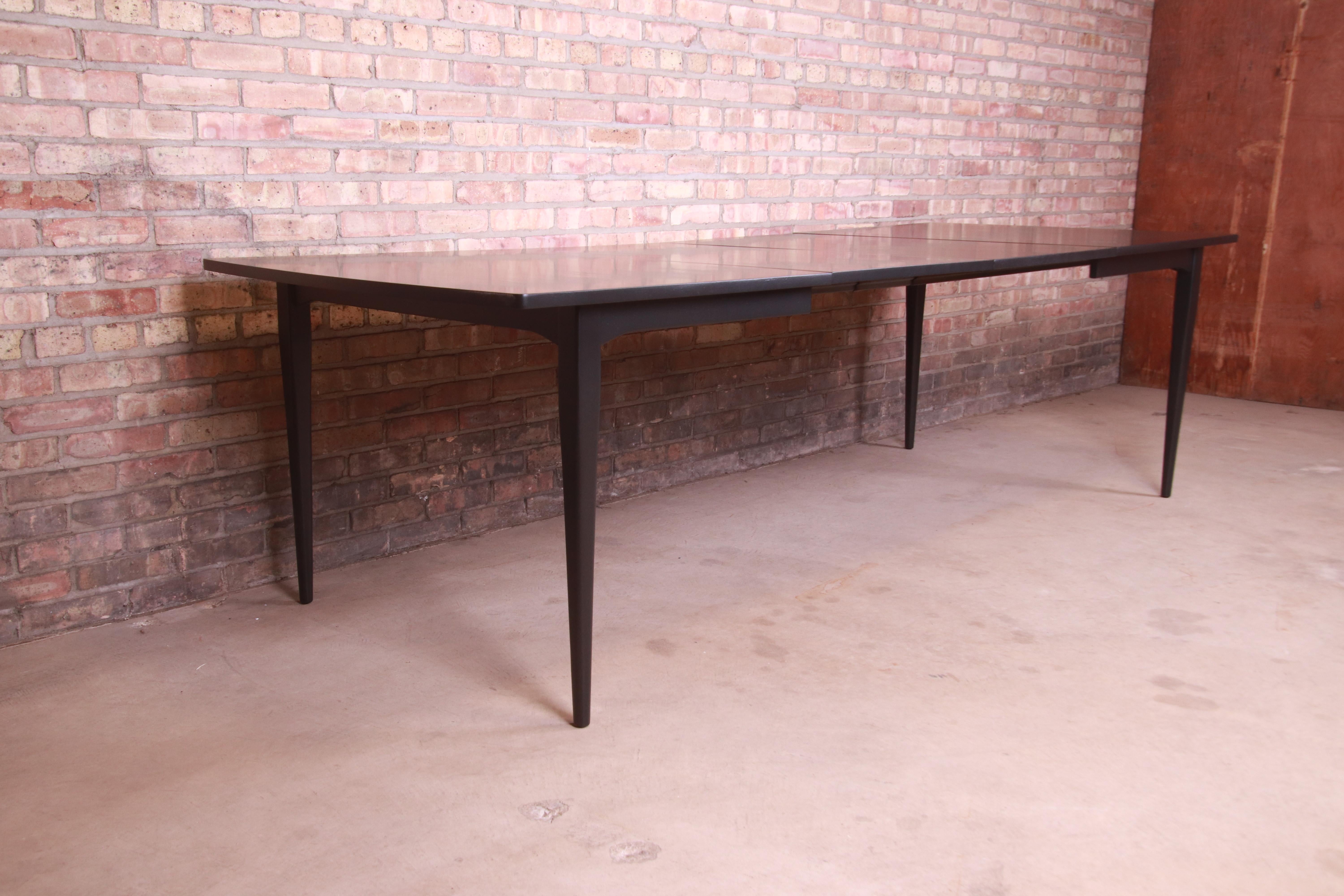 Mid-20th Century Kipp Stewart for Drexel Declaration Black Lacquered Dining Table, Refinished