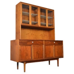 Kipp Stewart for Drexel "Declaration" Large Walnut Credenza With Lit Display Hut
