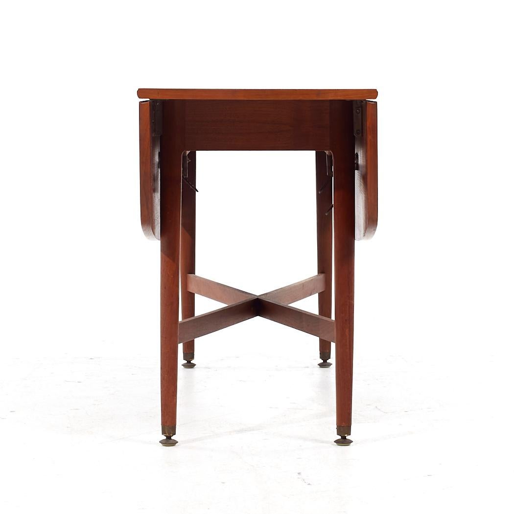 Kipp Stewart for Drexel Declaration MCM Walnut Drop Leaf Dining Console Table In Good Condition For Sale In Countryside, IL