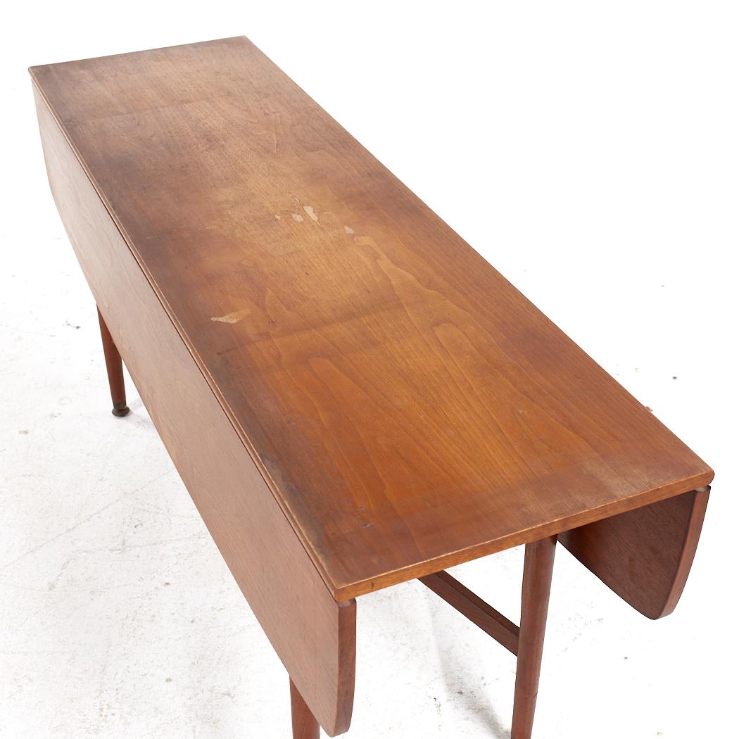 Late 20th Century Kipp Stewart for Drexel Declaration MCM Walnut Drop Leaf Dining Console Table For Sale