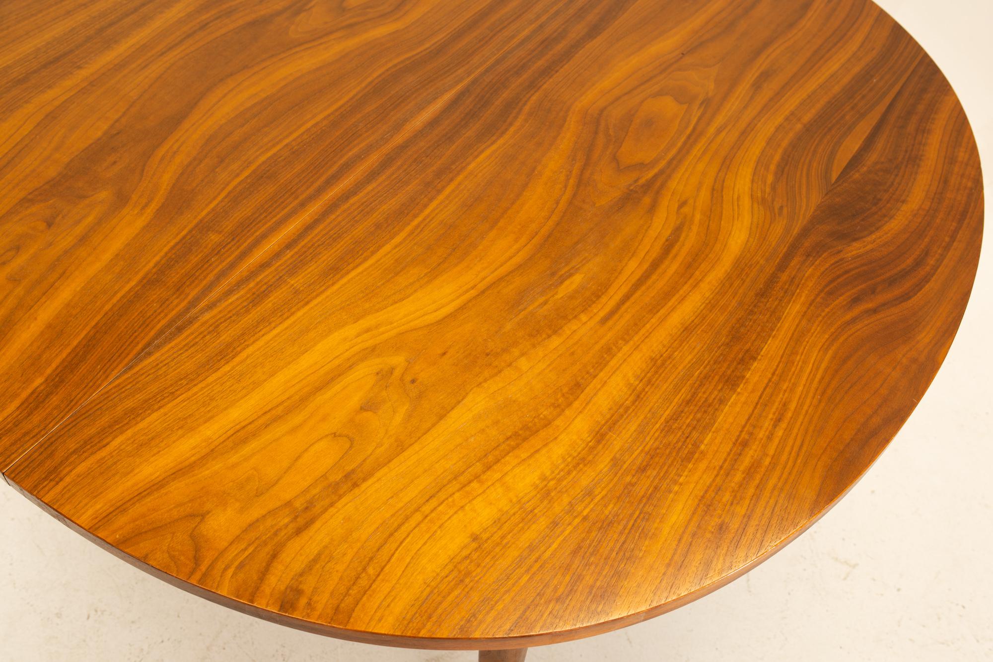 Mid-Century Modern Kipp Stewart for Drexel Declaration MCM Expanding Round Walnut Dining Table