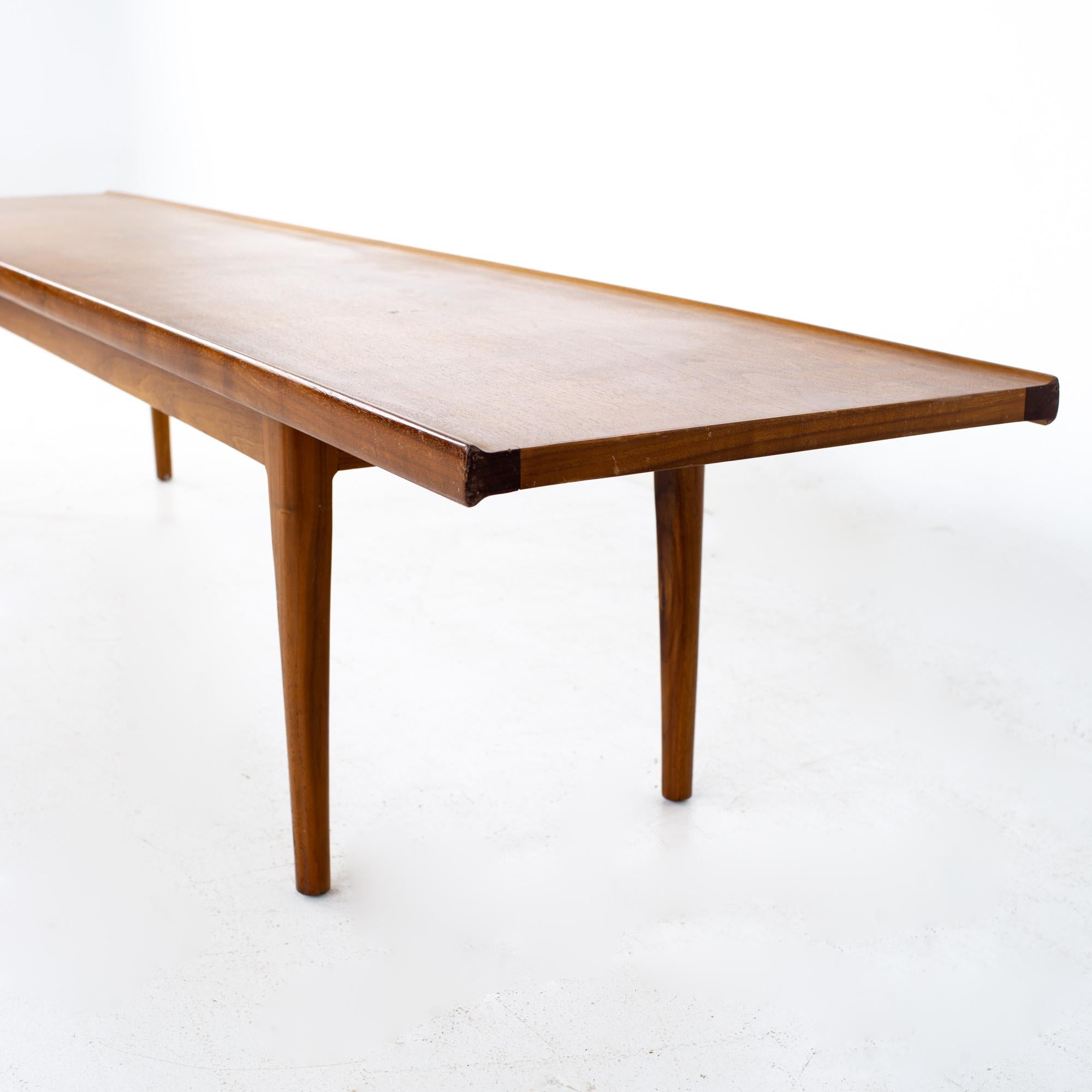 Kipp Stewart for Drexel Declaration Mid Century Long Walnut Coffee Table In Good Condition In Countryside, IL