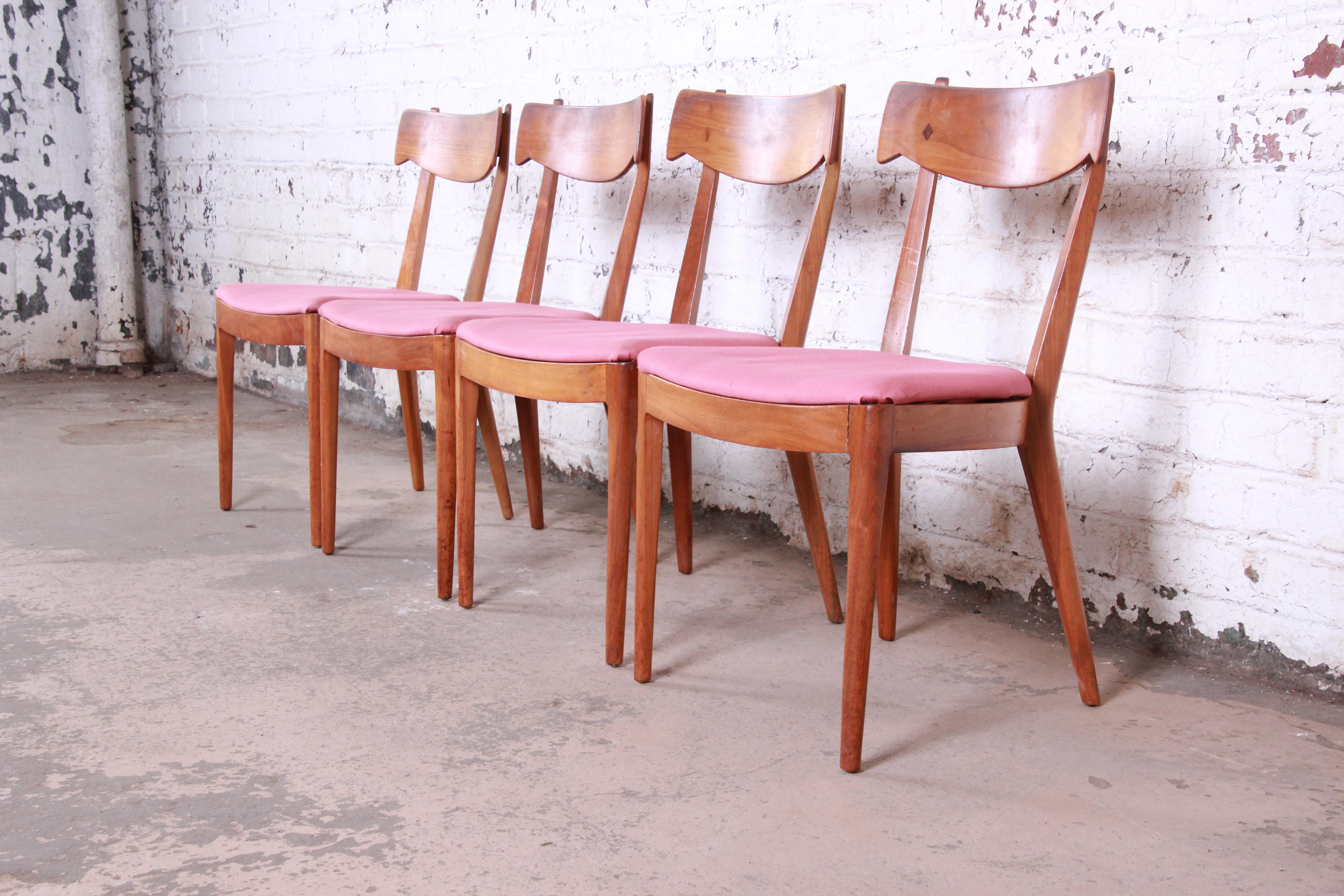 Mid-Century Modern Kipp Stewart for Drexel Declaration Midcentury Sculpted Walnut Dining Chairs
