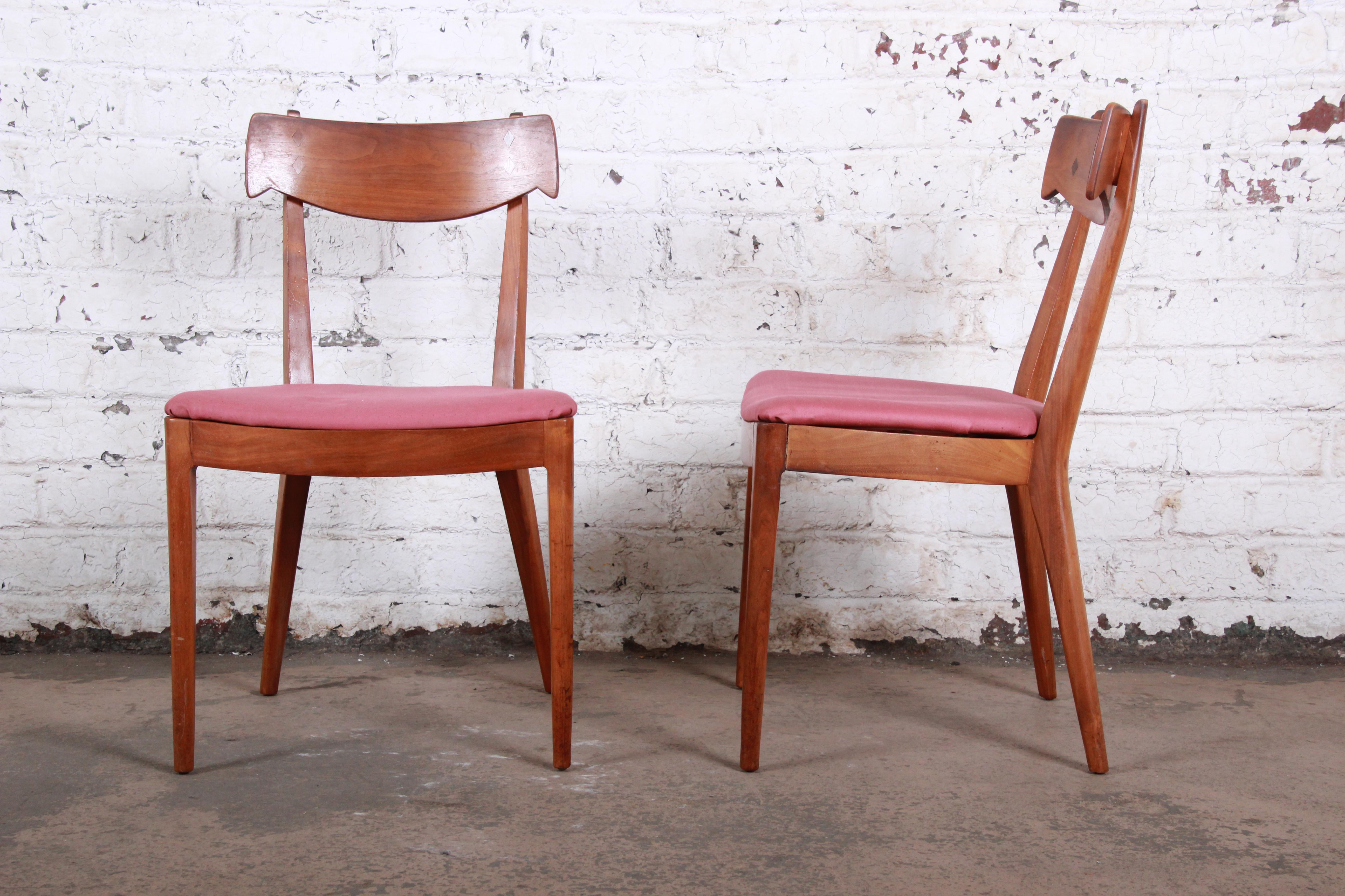 Mid-20th Century Kipp Stewart for Drexel Declaration Midcentury Sculpted Walnut Dining Chairs