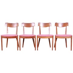 Kipp Stewart for Drexel Declaration Midcentury Sculpted Walnut Dining Chairs