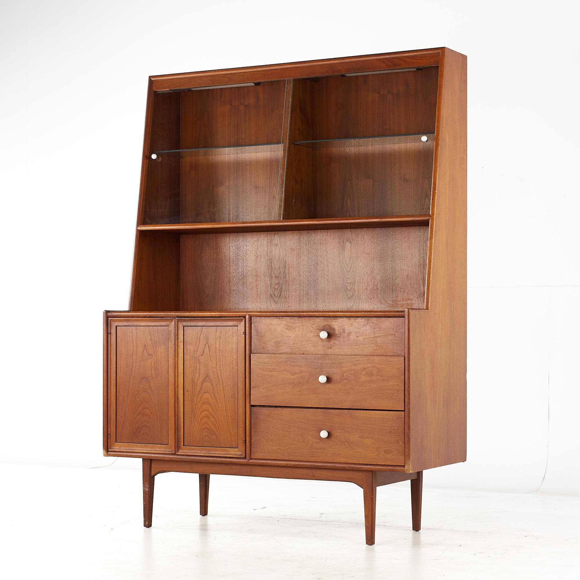 Mid-Century Modern Kipp Stewart for Drexel Declaration Mid Century Walnut Buffet and Hutch For Sale