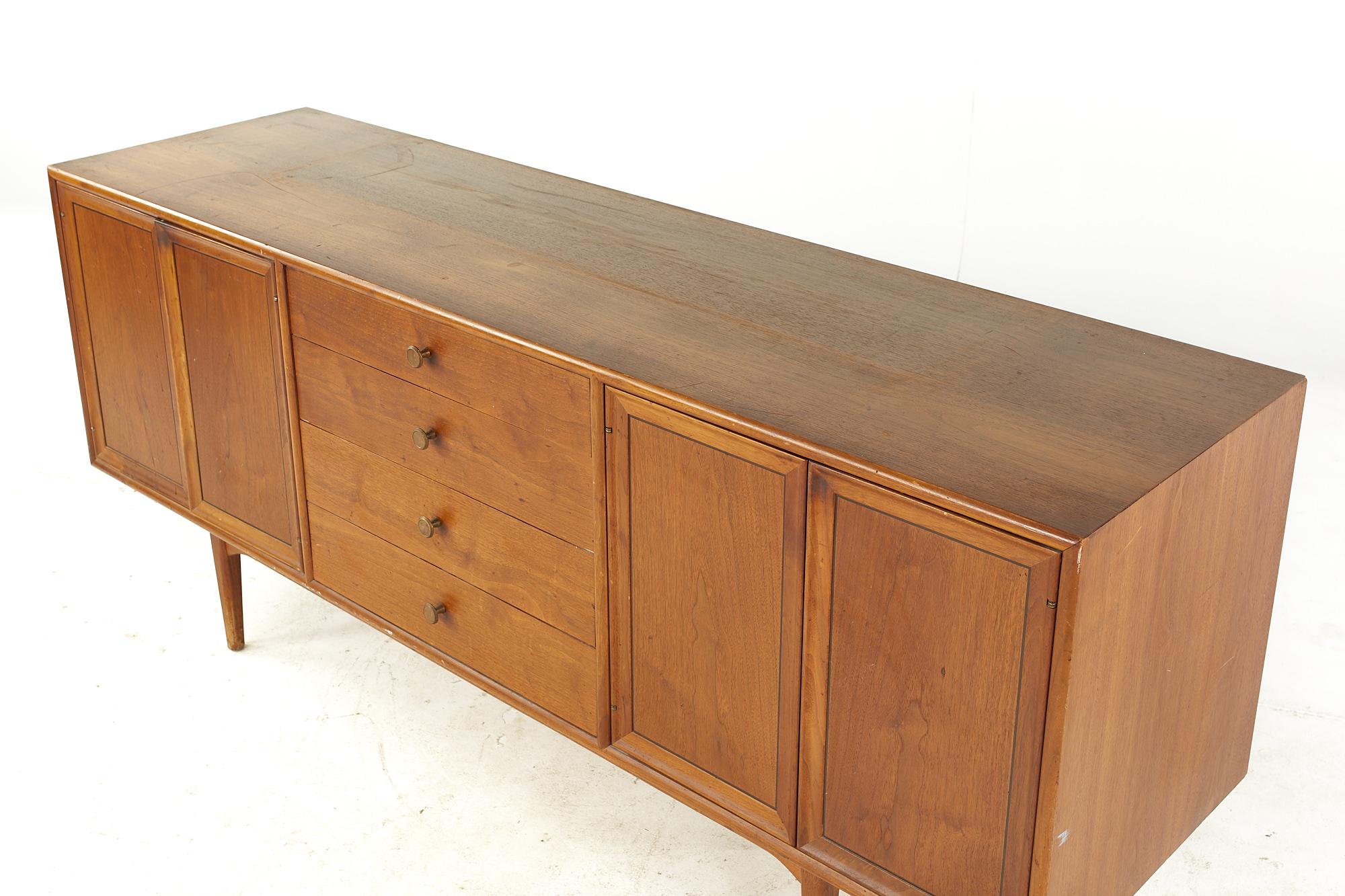 Kipp Stewart for Drexel Declaration Mid-Century Walnut Buffet with Hutch For Sale 2