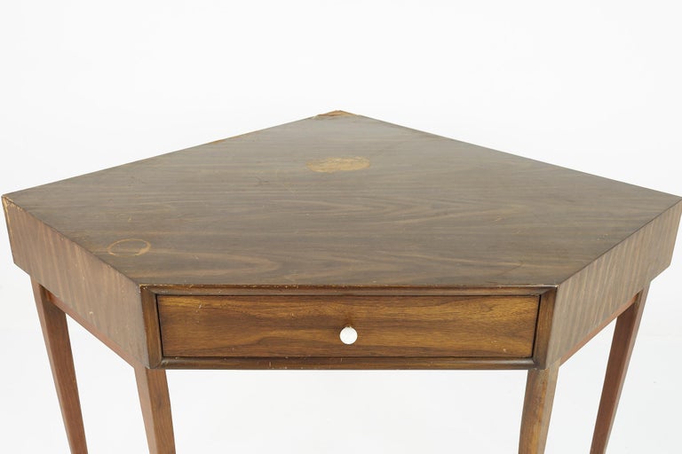 Late 20th Century Kipp Stewart for Drexel Declaration Mid Century Walnut Corner Desk For Sale