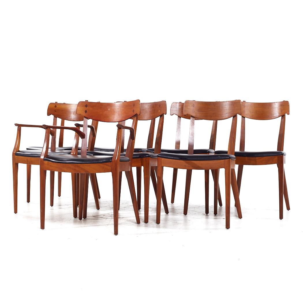 Mid-Century Modern Kipp Stewart for Drexel Declaration Mid Century Walnut Dining Chairs - Set of 8 For Sale
