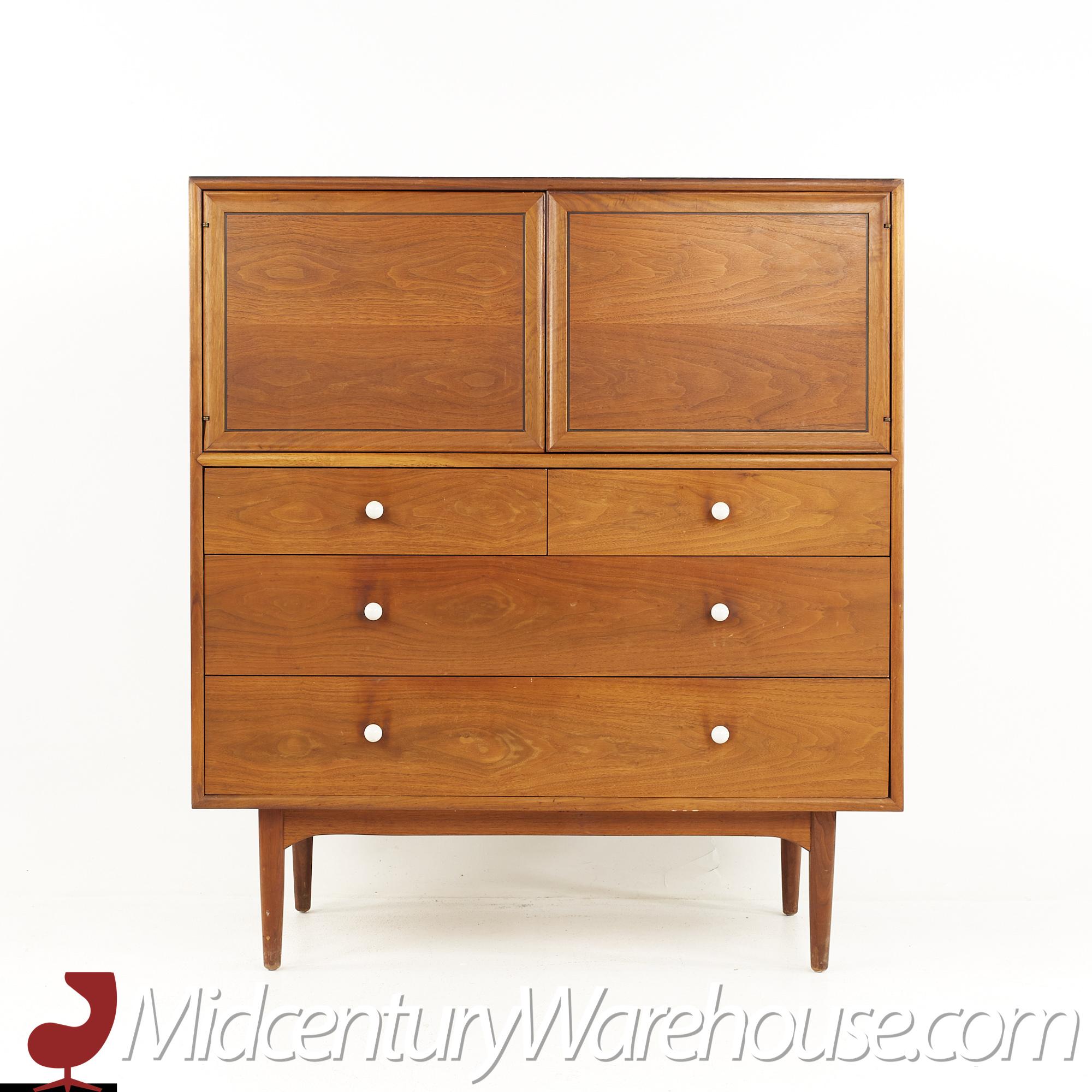 Kipp Stewart for Drexel Declaration mid century walnut highboy gentlemans chest

The chest measures: 42 wide x 20 deep x 47.5 inches high

All pieces of furniture can be had in what we call restored vintage condition. That means the piece is